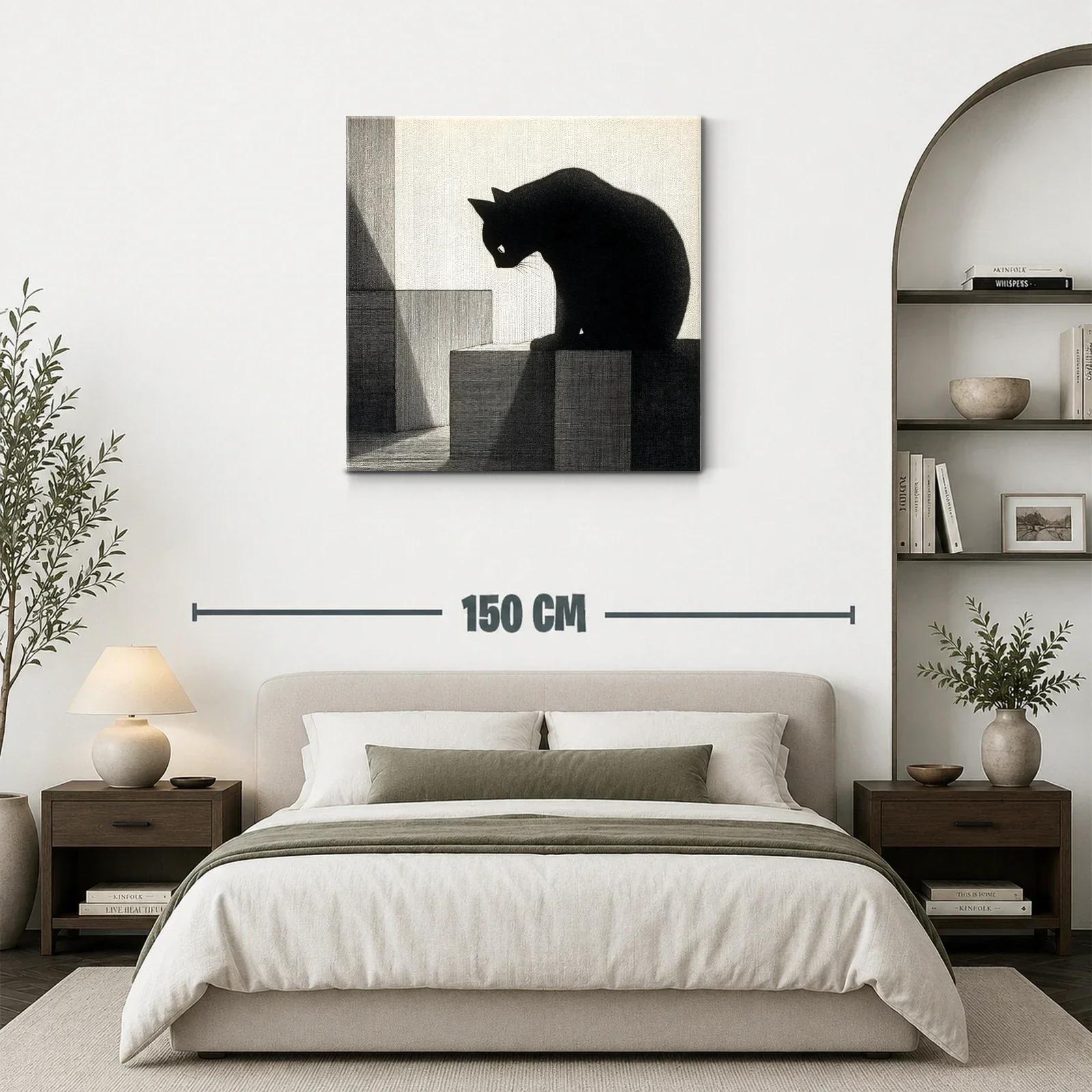 Silueta de gato oscuro sobre cubos geométricos — miniatura 3