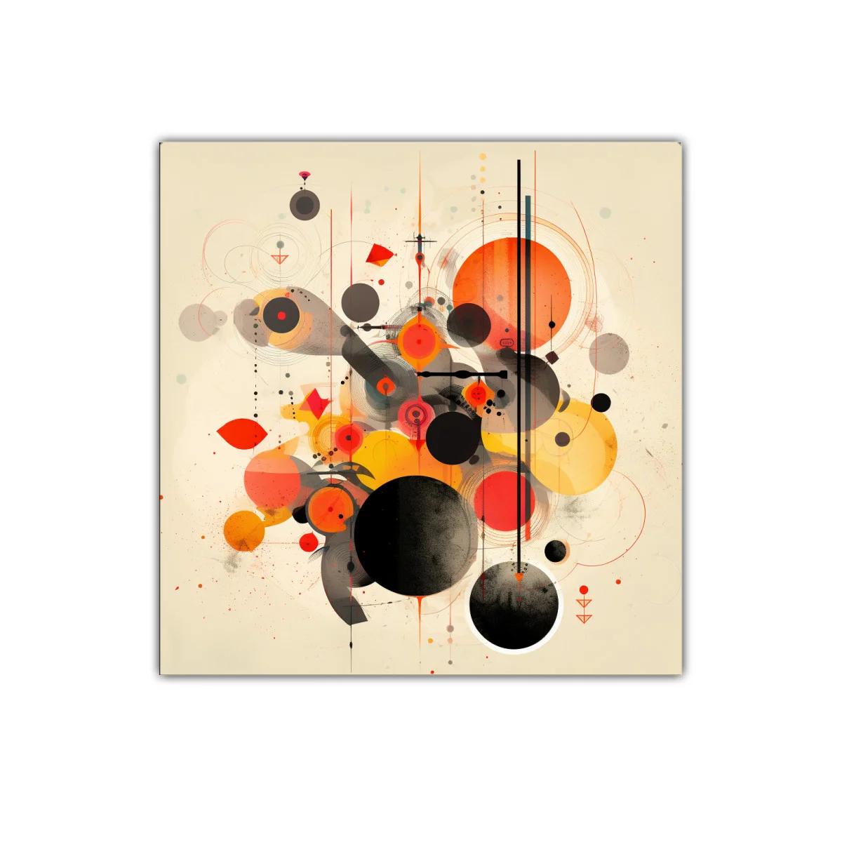 Cuadro círculos abstractos con líneas verticales y salpicaduras — imagen principal