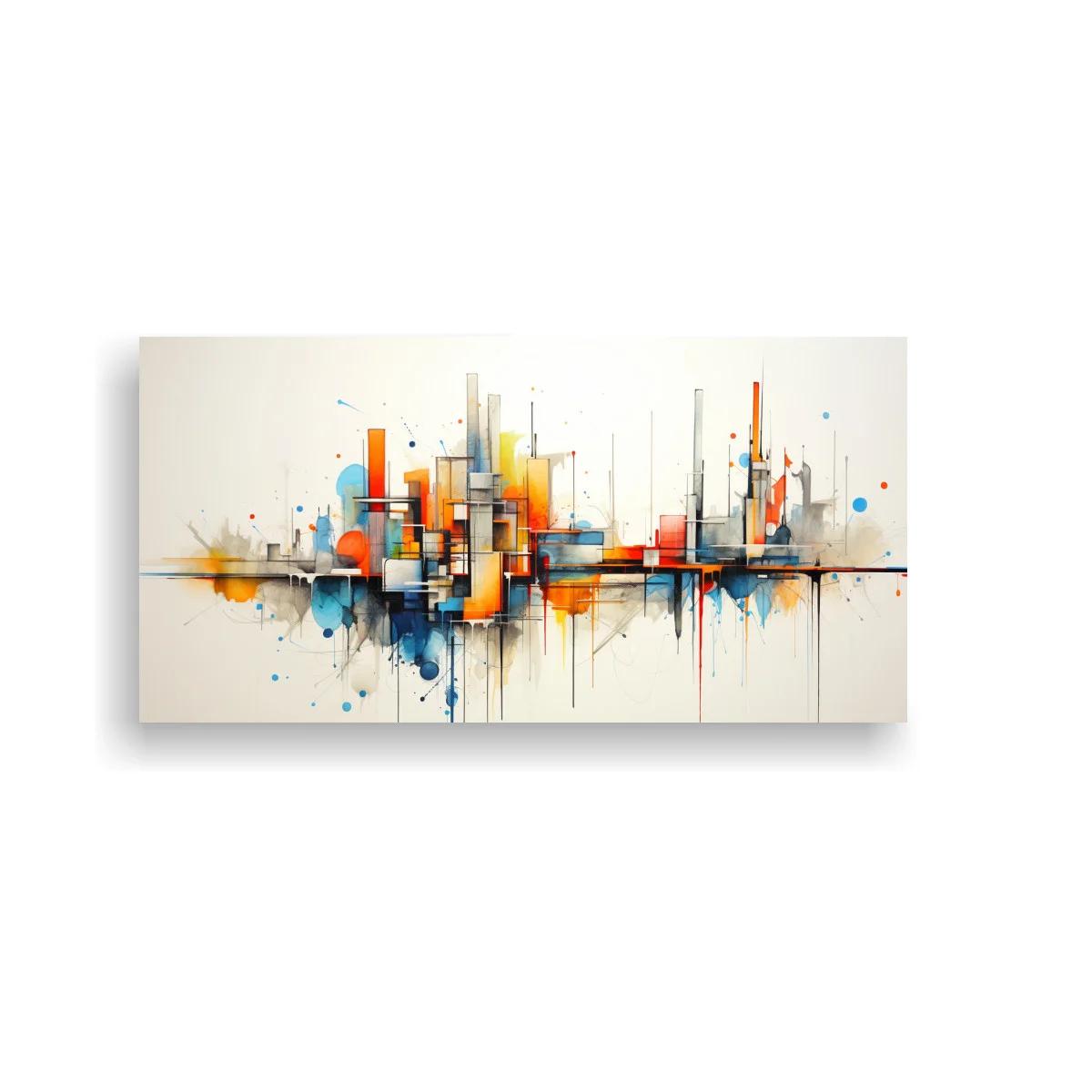 Cuadro skyline abstracto con reflejo difuso y salpicaduras — imagen principal