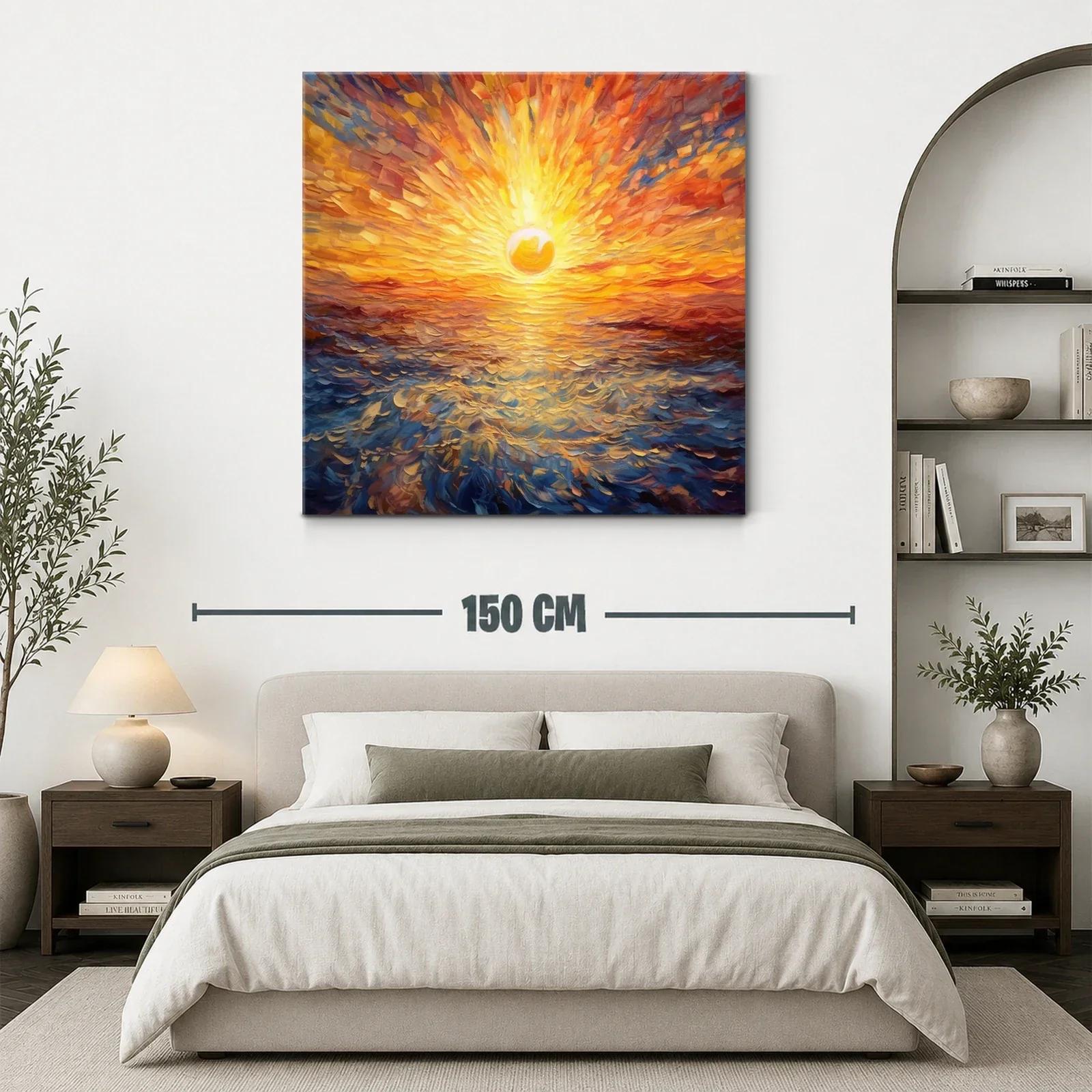 Cuadro vibrante de amanecer sobre el mar en tonos cálidos — miniatura 3