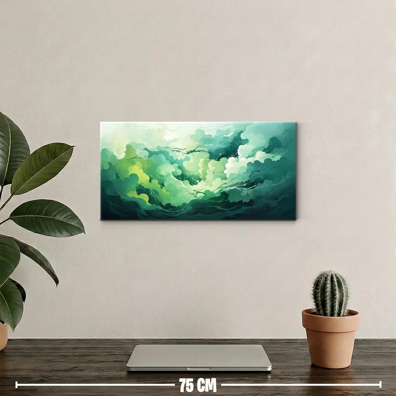 Cuadro nubes verdes con bruma y luces suaves — miniatura 2