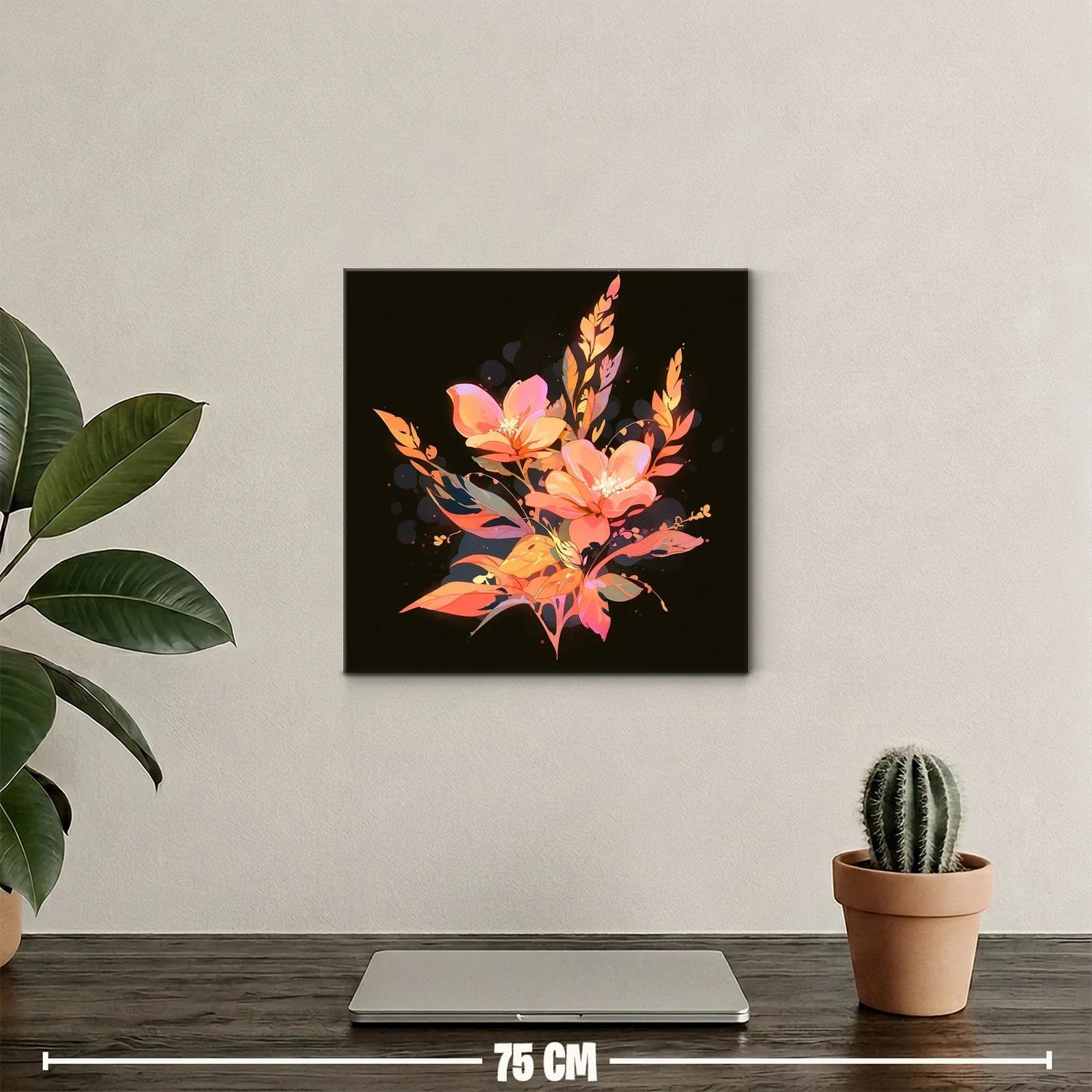 Composición floral vibrante con tonos cálidos sobre fondo oscuro — miniatura 2