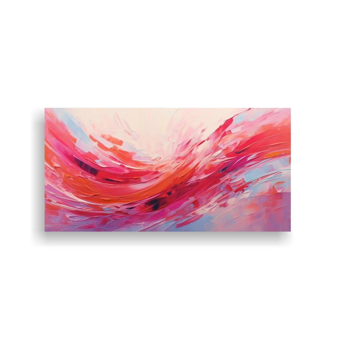Cuadro abstracción de olas en tonos rosa y rojo con barridos curvos — imagen principal