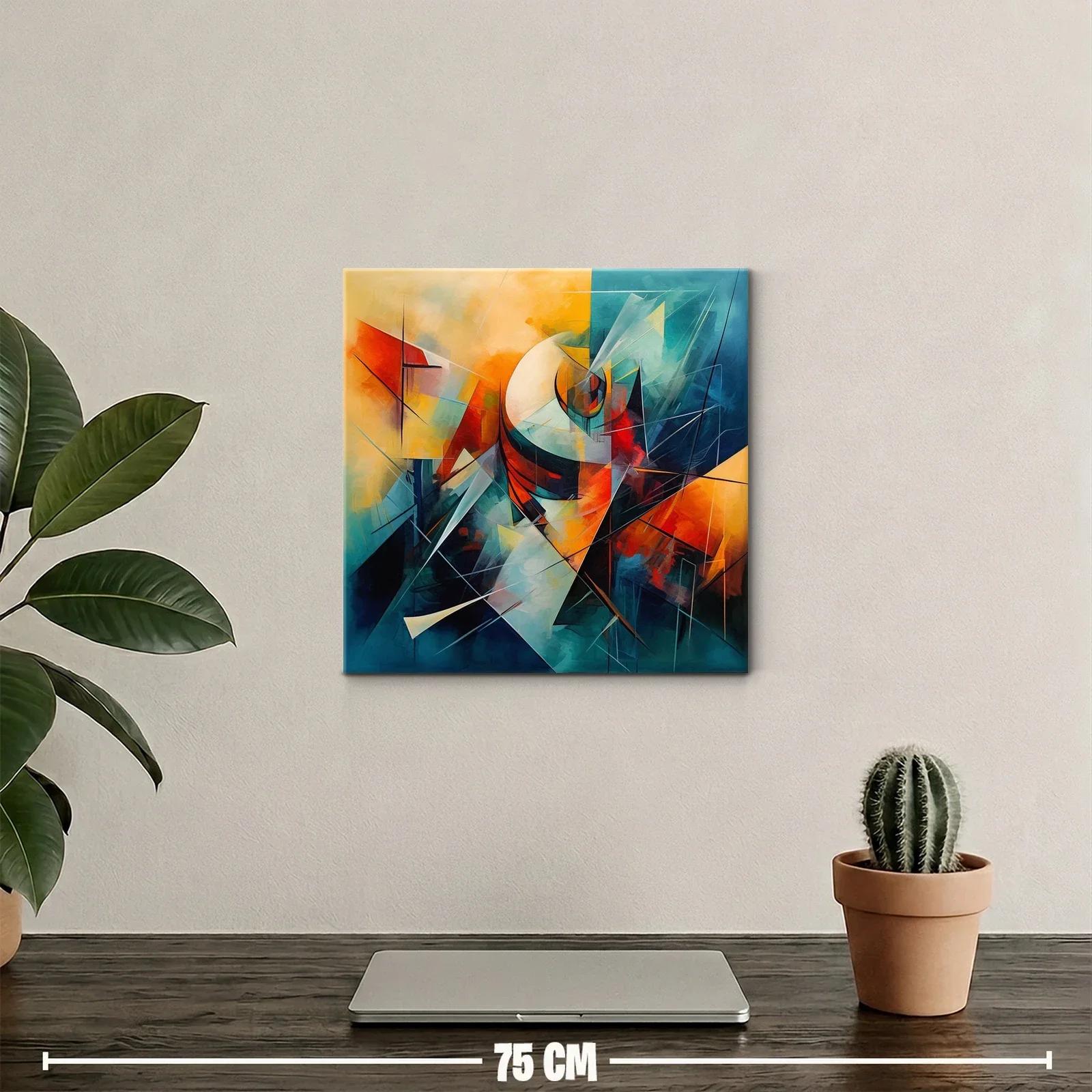 Composición abstracta en tonos cálidos y fríos vibrantes — miniatura 2