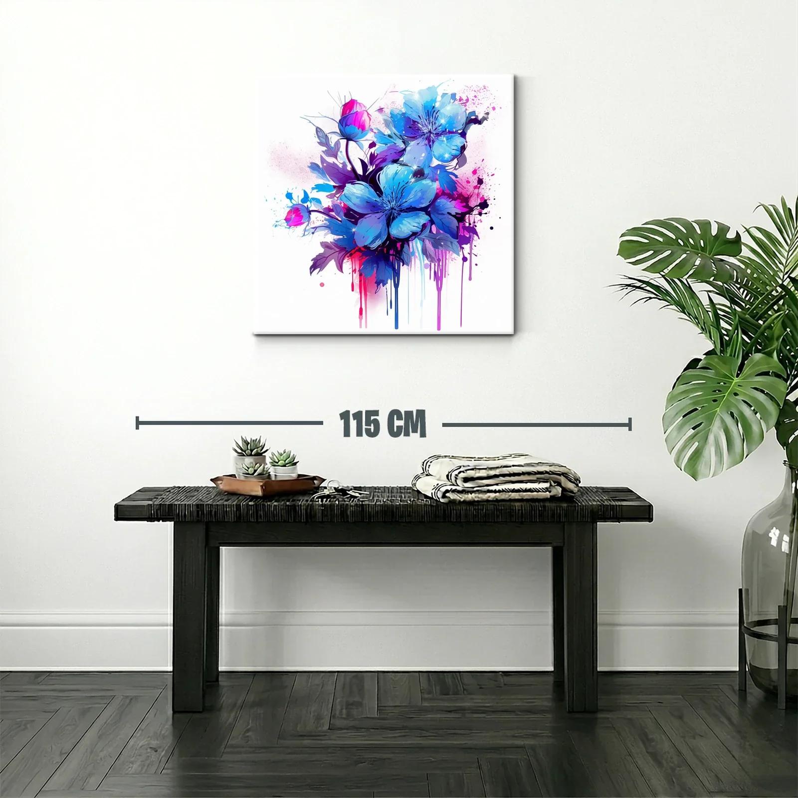 Ramo vibrante de flores azules con acentos fucsia — miniatura 2
