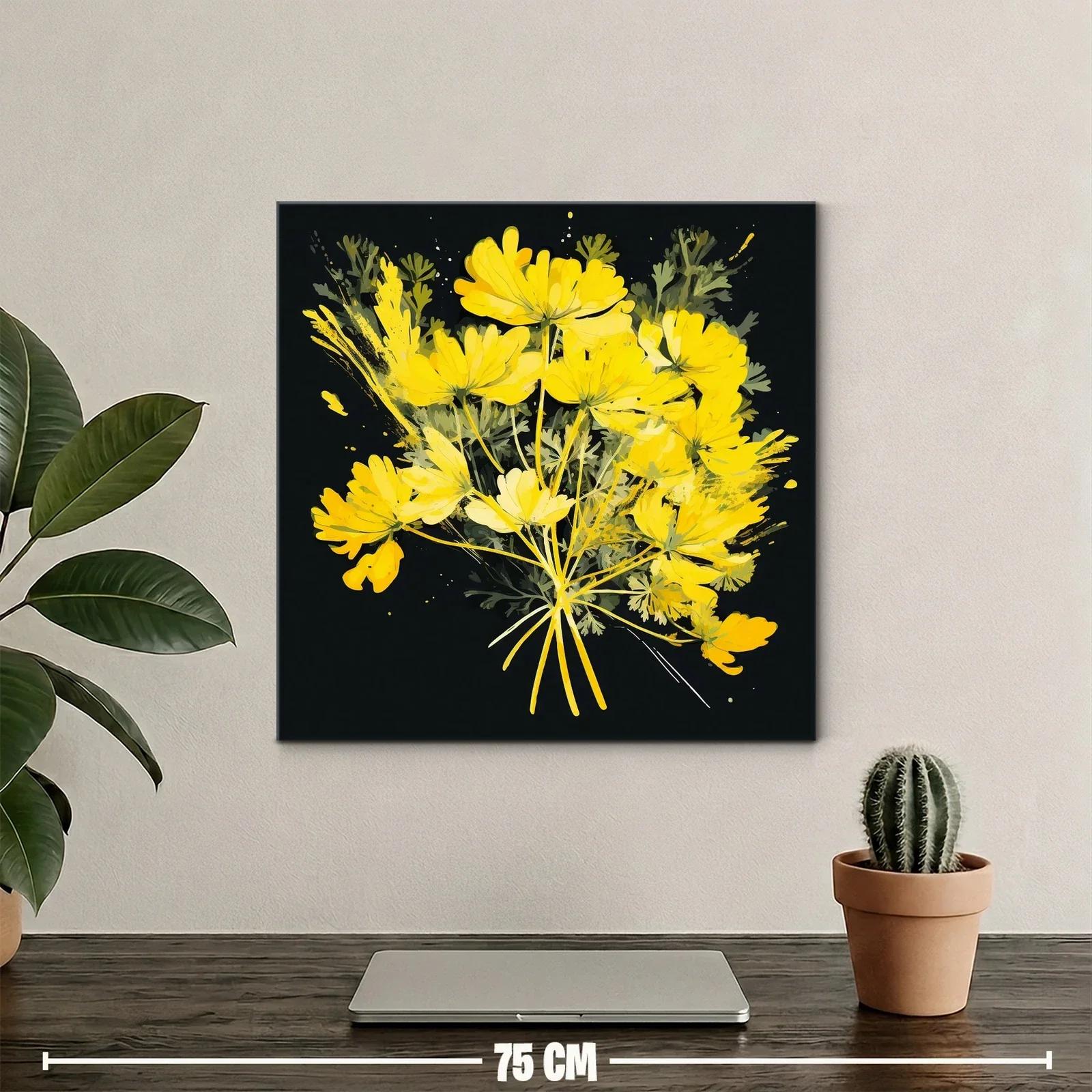 Ramo vibrante de flores amarillas con fondo oscuro — miniatura 2