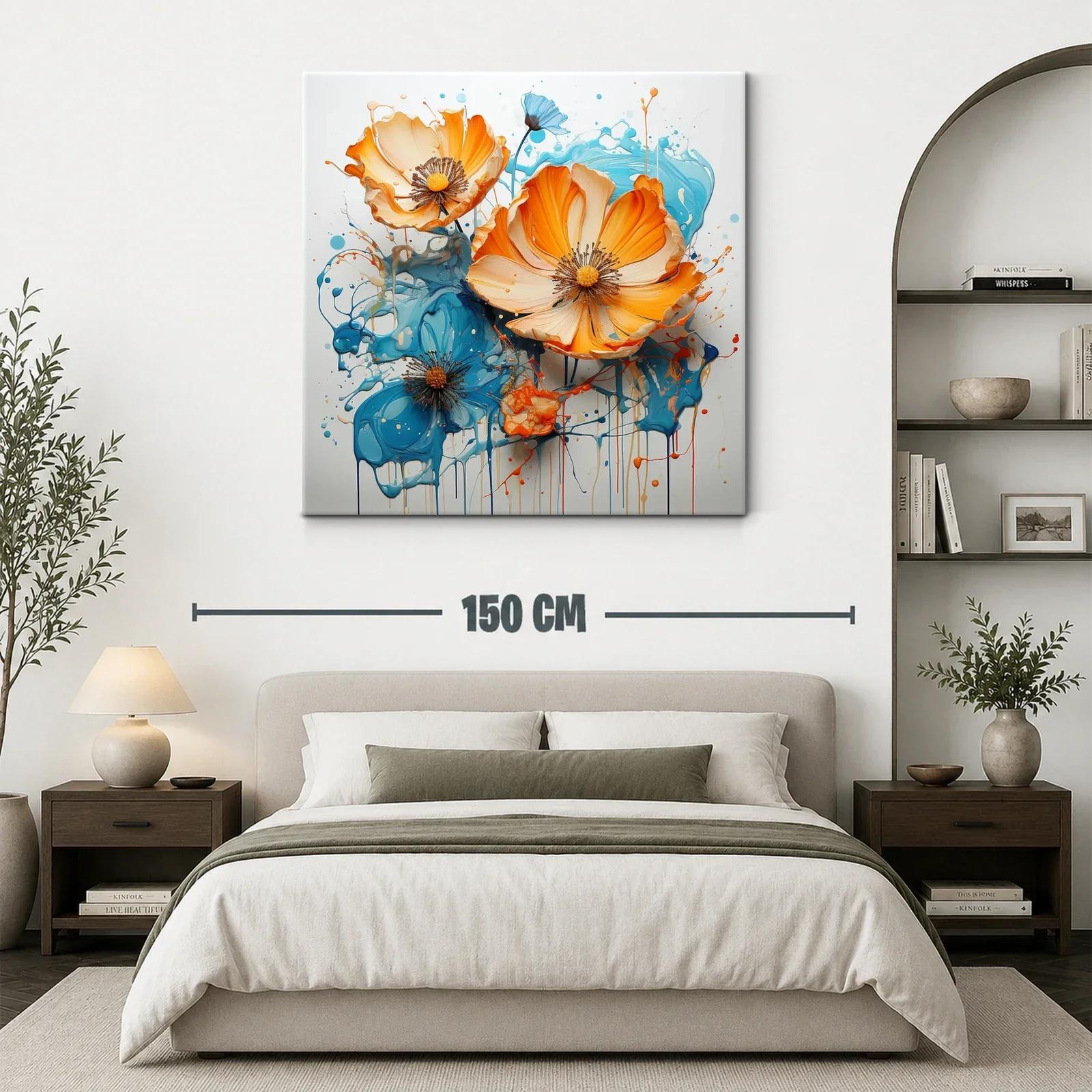 Flores vibrantes en tonos naranjas y azules dinámicos — miniatura 3
