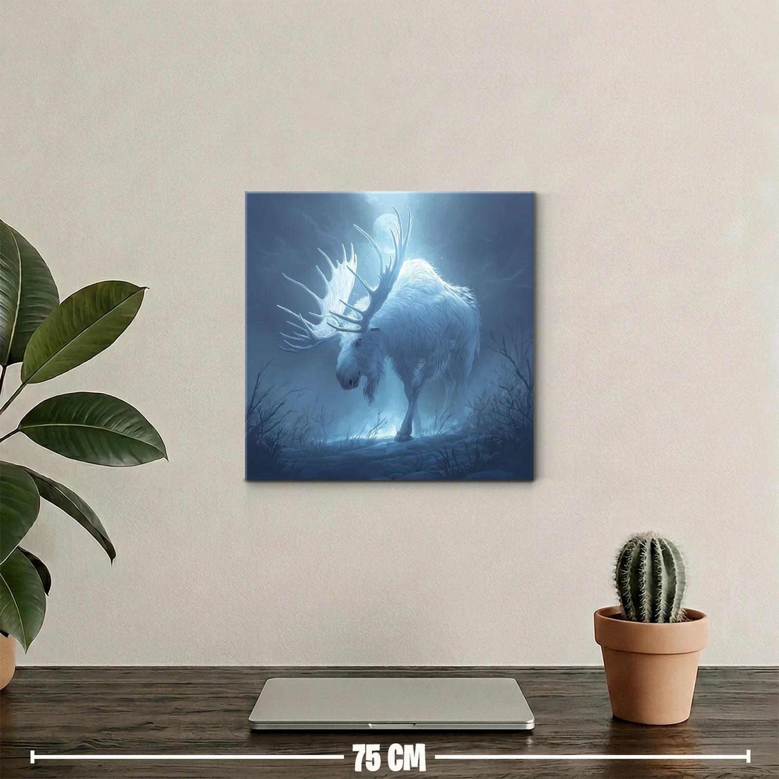 Majestuoso alce blanco bajo la luz de la luna llena — miniatura 2