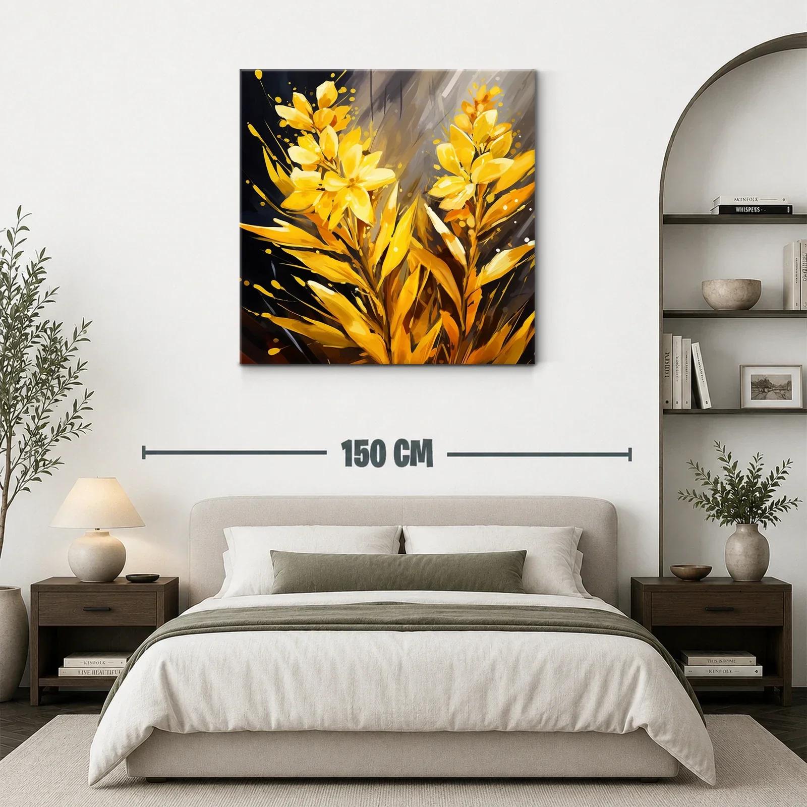 Brillante Cuadro Floral en Tono Amarillo Luminoso — miniatura 3