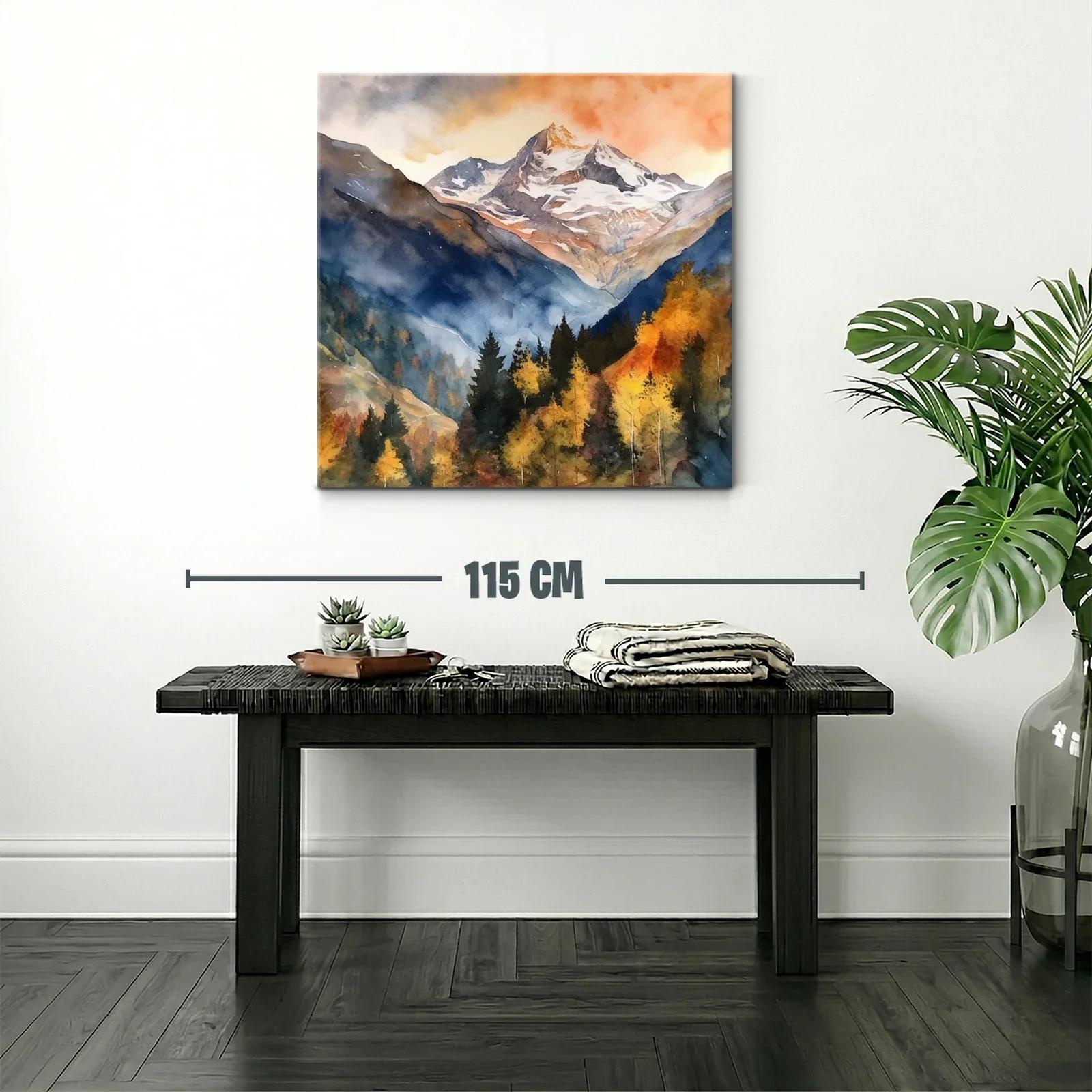 Paisaje montañoso con tonos otoñales y cielos cálidos — miniatura 2