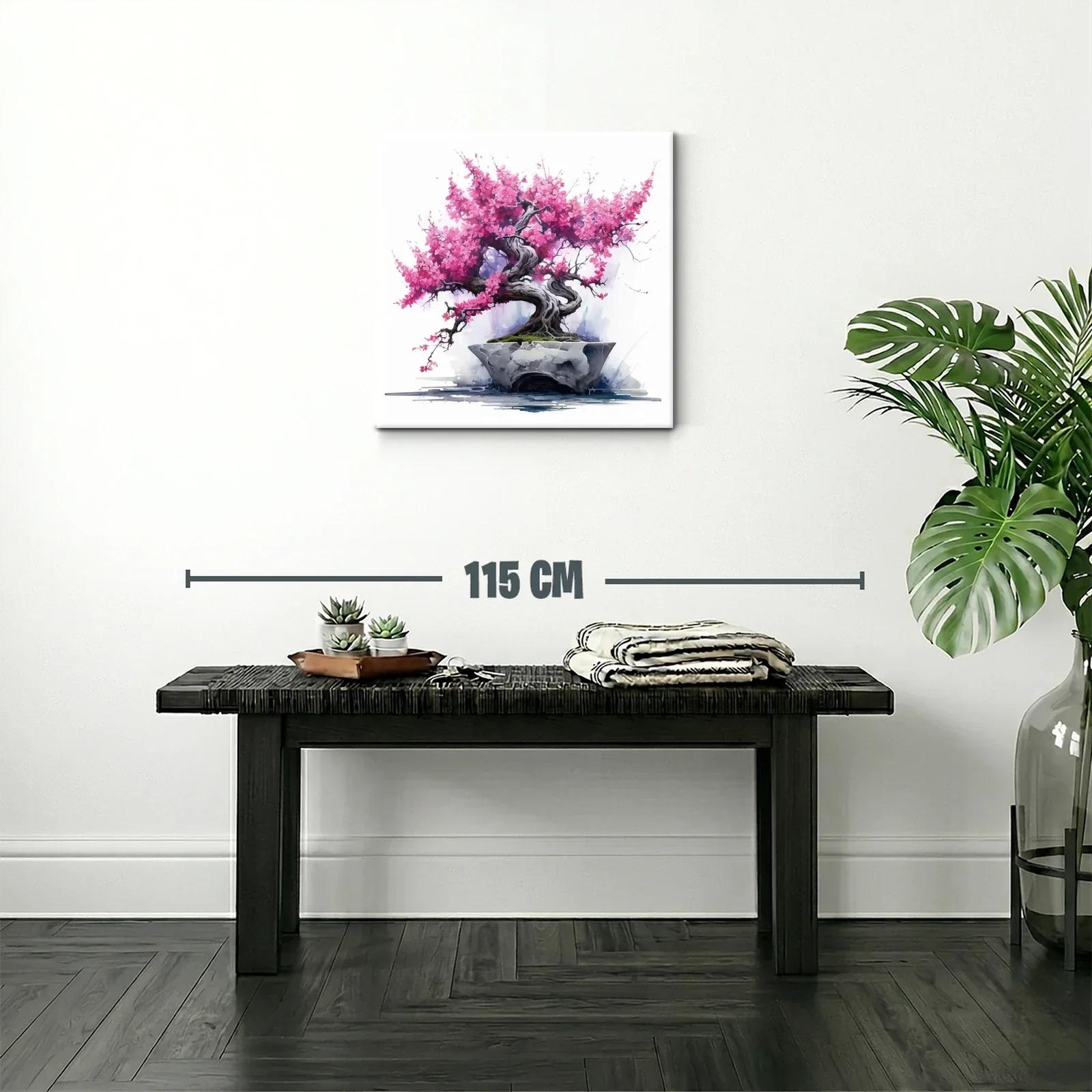 Árbol bonsái con flores rosas vibrantes — miniatura 2