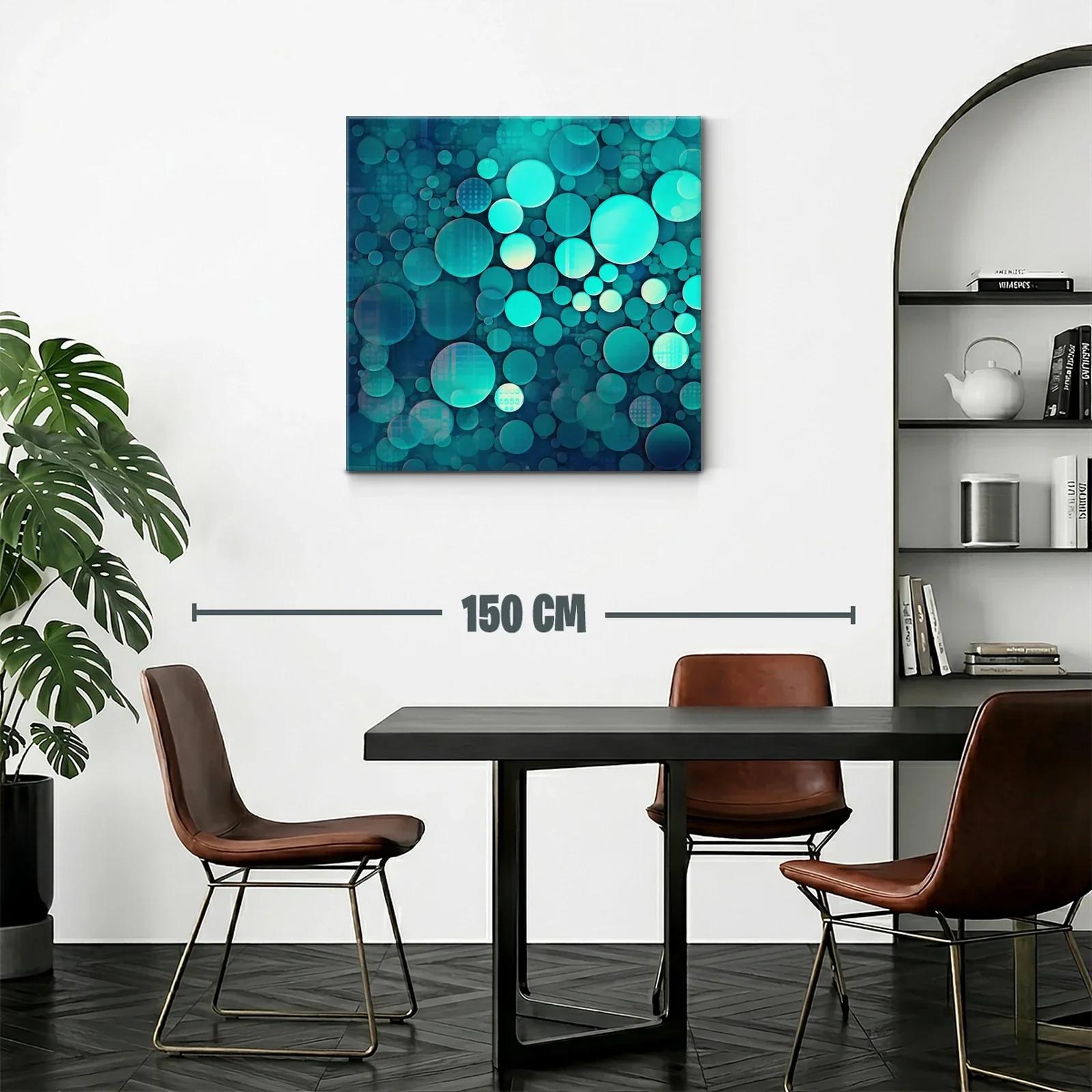 Composición abstracta con círculos en tonos turquesa y azul — miniatura 2