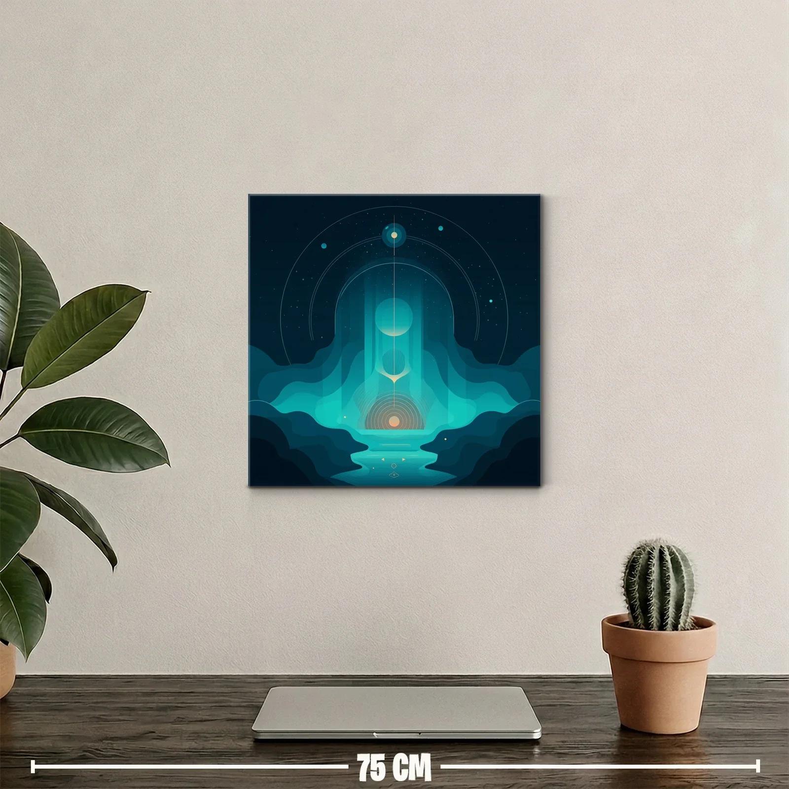 Composición abstracta cósmica en tonos azules y turquesa — miniatura 2