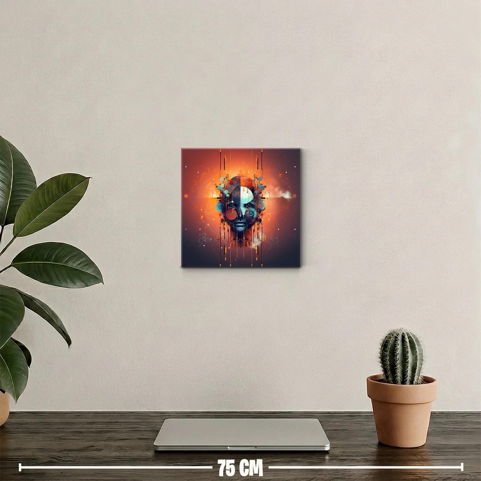 Rostro futurista con vibrantes tonalidades naranjas y azules — miniatura 2