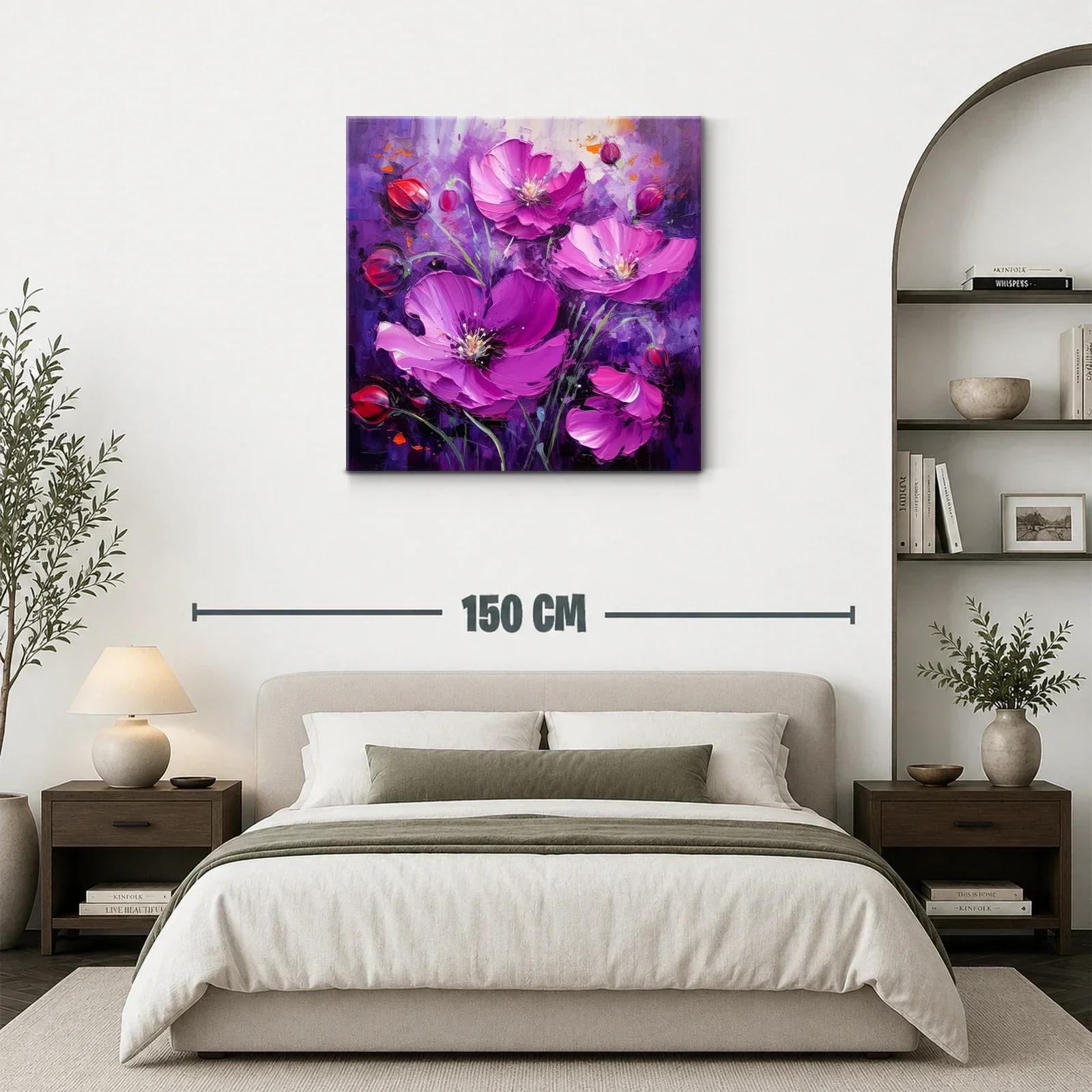 Cuadro floral en tonos violetas y fucsias vibrantes — miniatura 3