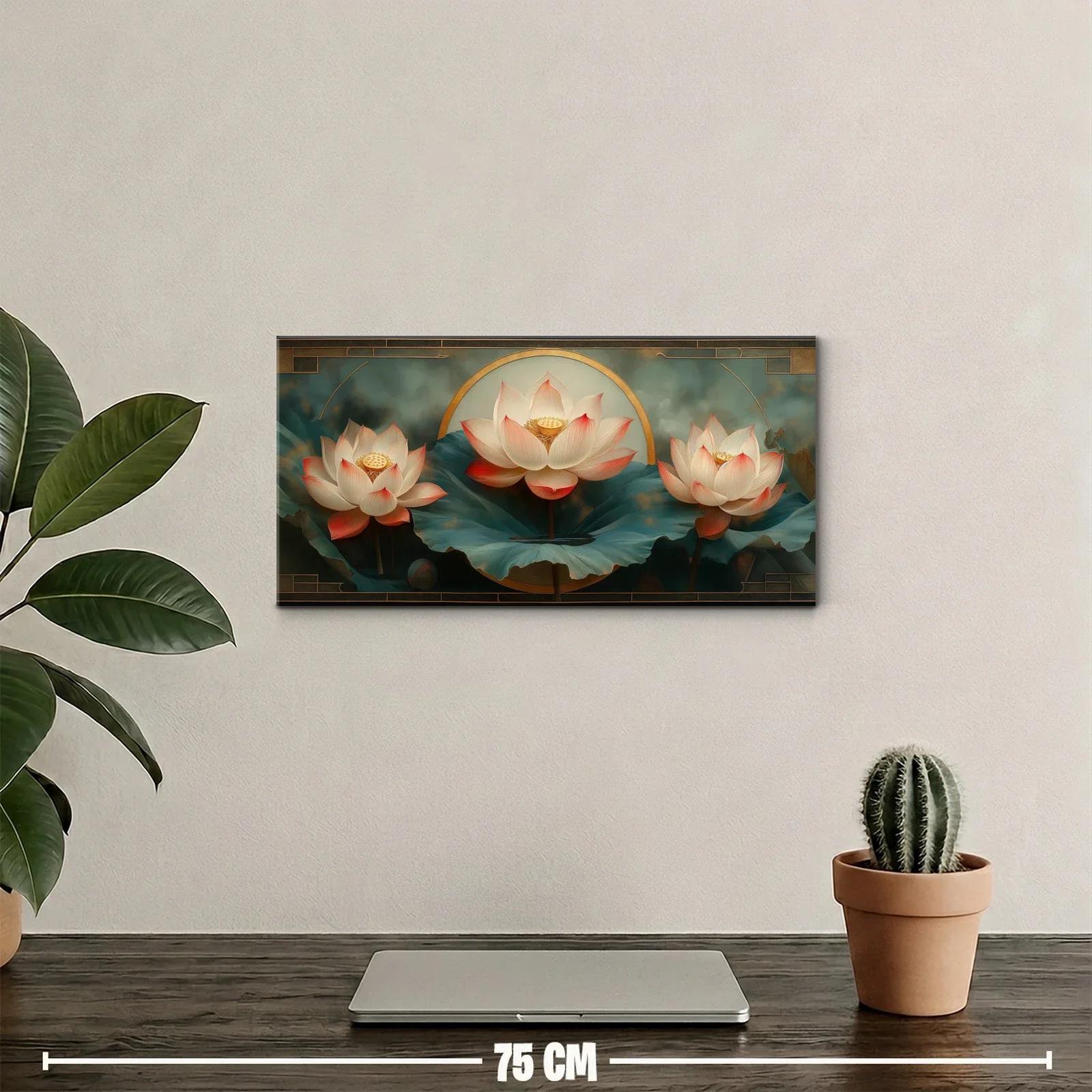Cuadro flores de loto con halo circular — miniatura 2
