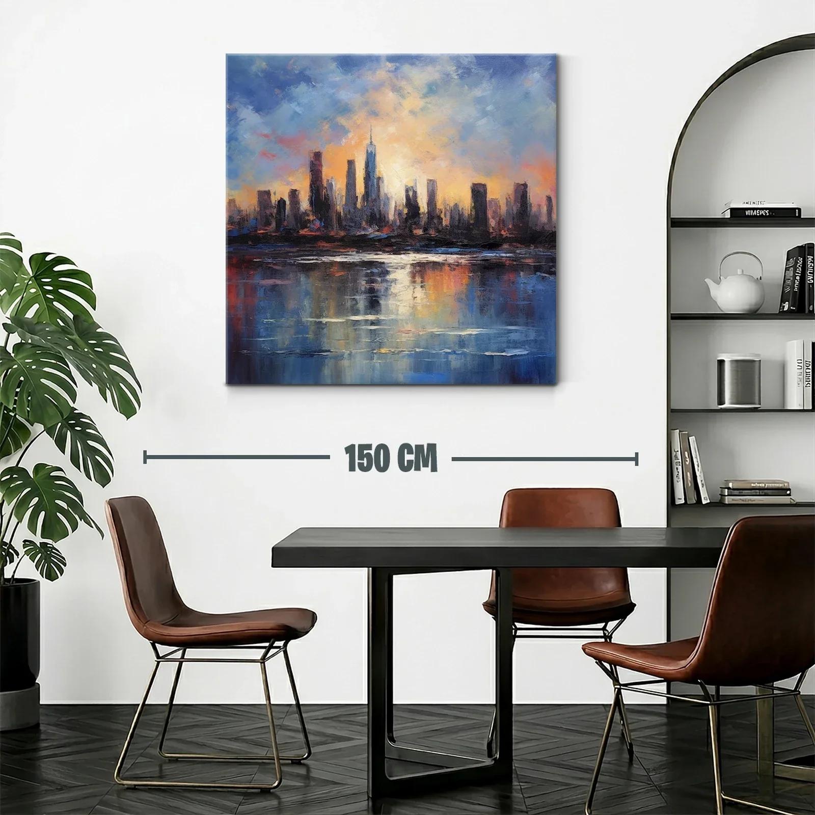 Atardecer urbano con reflejos impresionistas vibrantes — miniatura 2