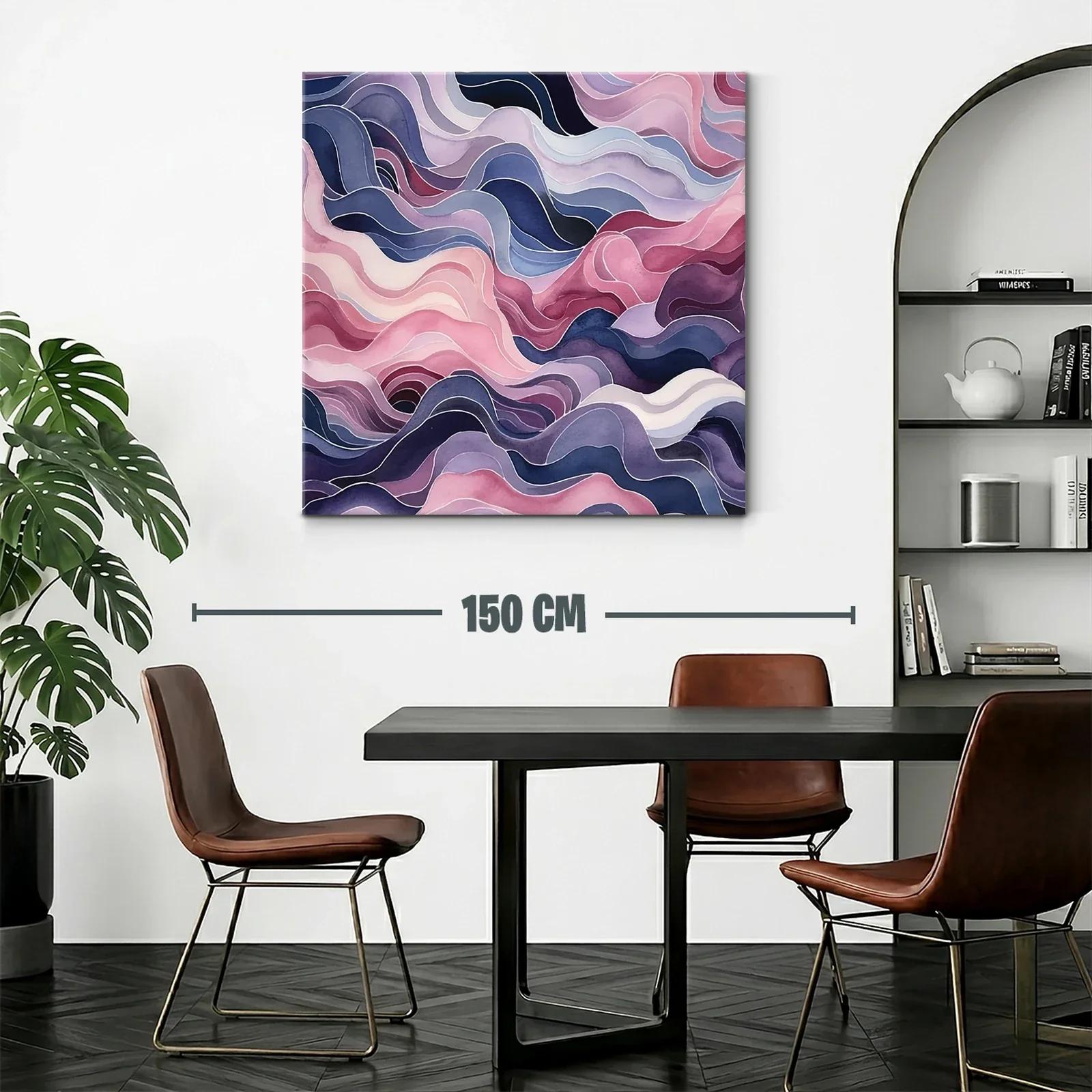 Cuadro abstracto elegante en tonos suaves y ondas fluidas — miniatura 2
