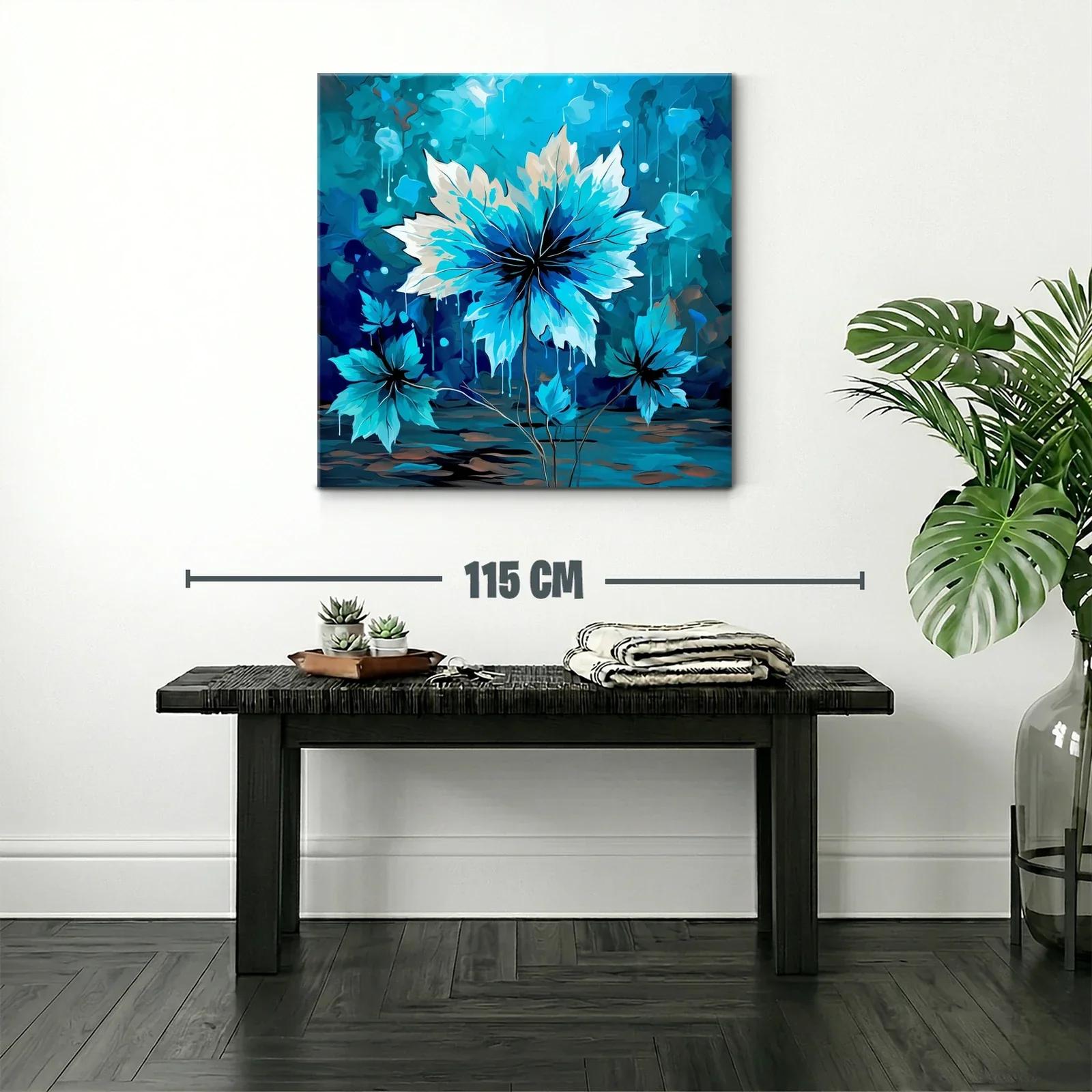 Cuadro floral en tonos azules para espacios modernos — miniatura 2
