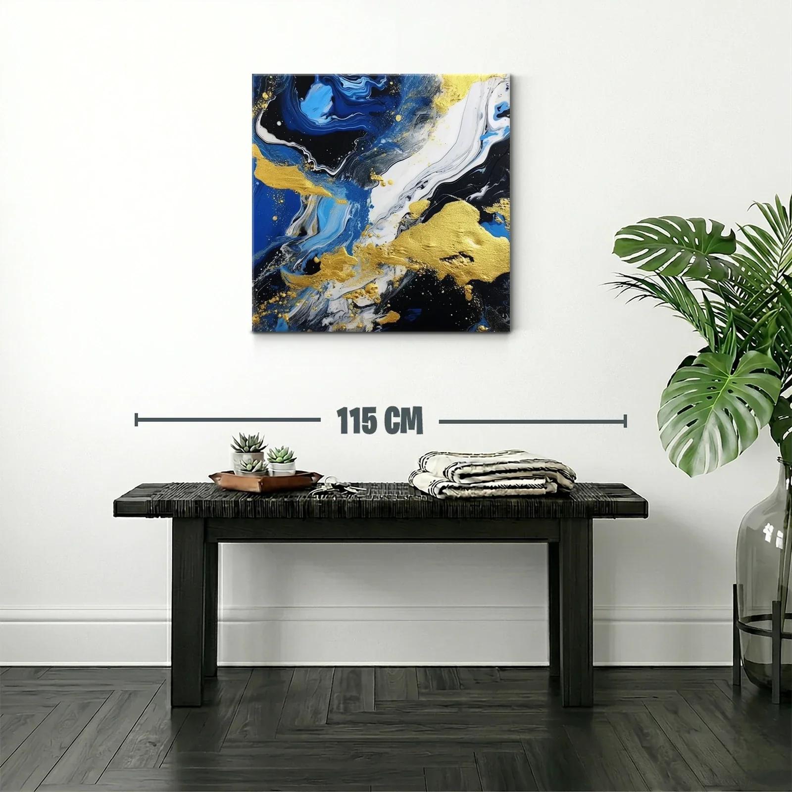 Abstracto vibrante en azul negro y dorado elegante — miniatura 2