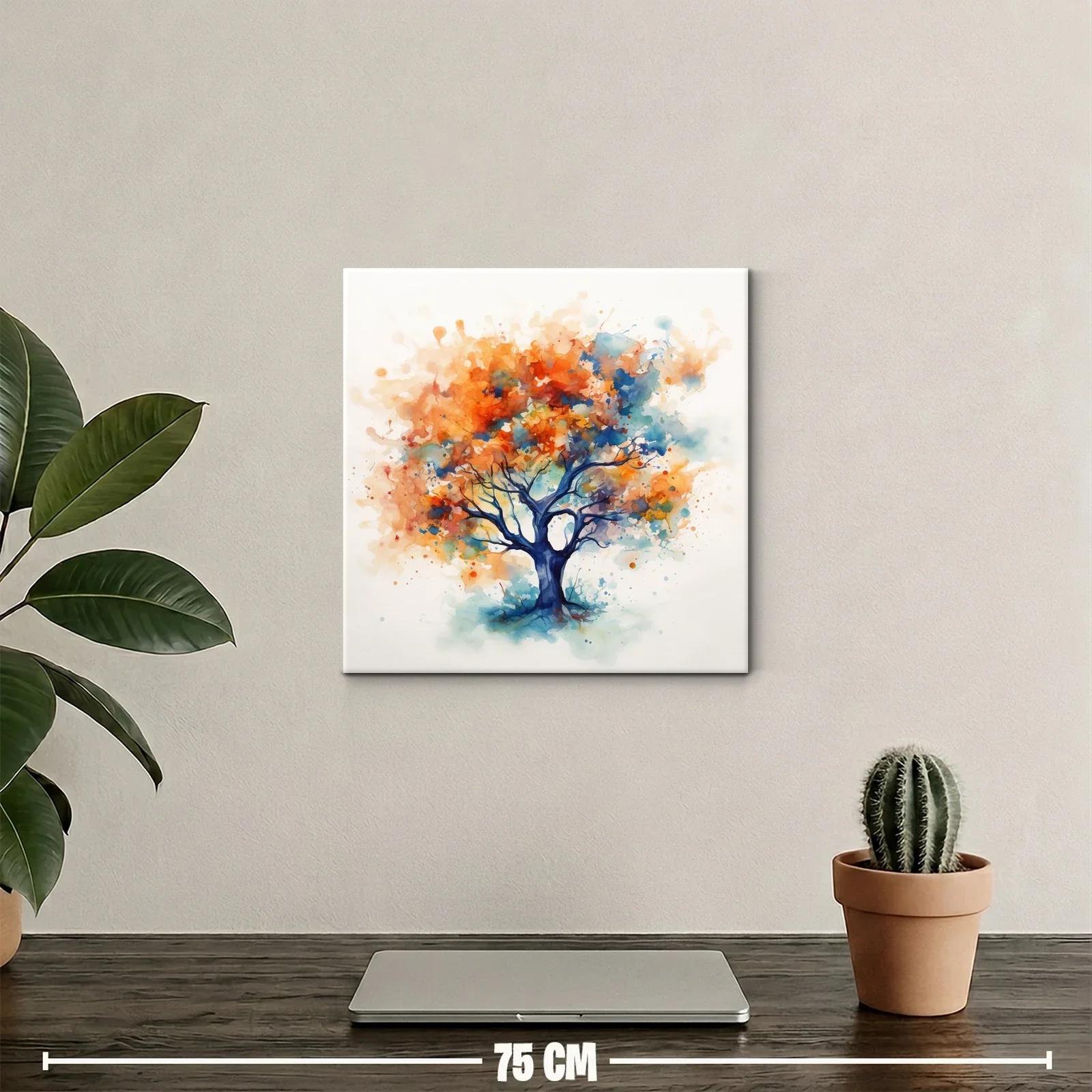 Árbol abstracto en vibrantes tonos otoñales y azules — miniatura 2