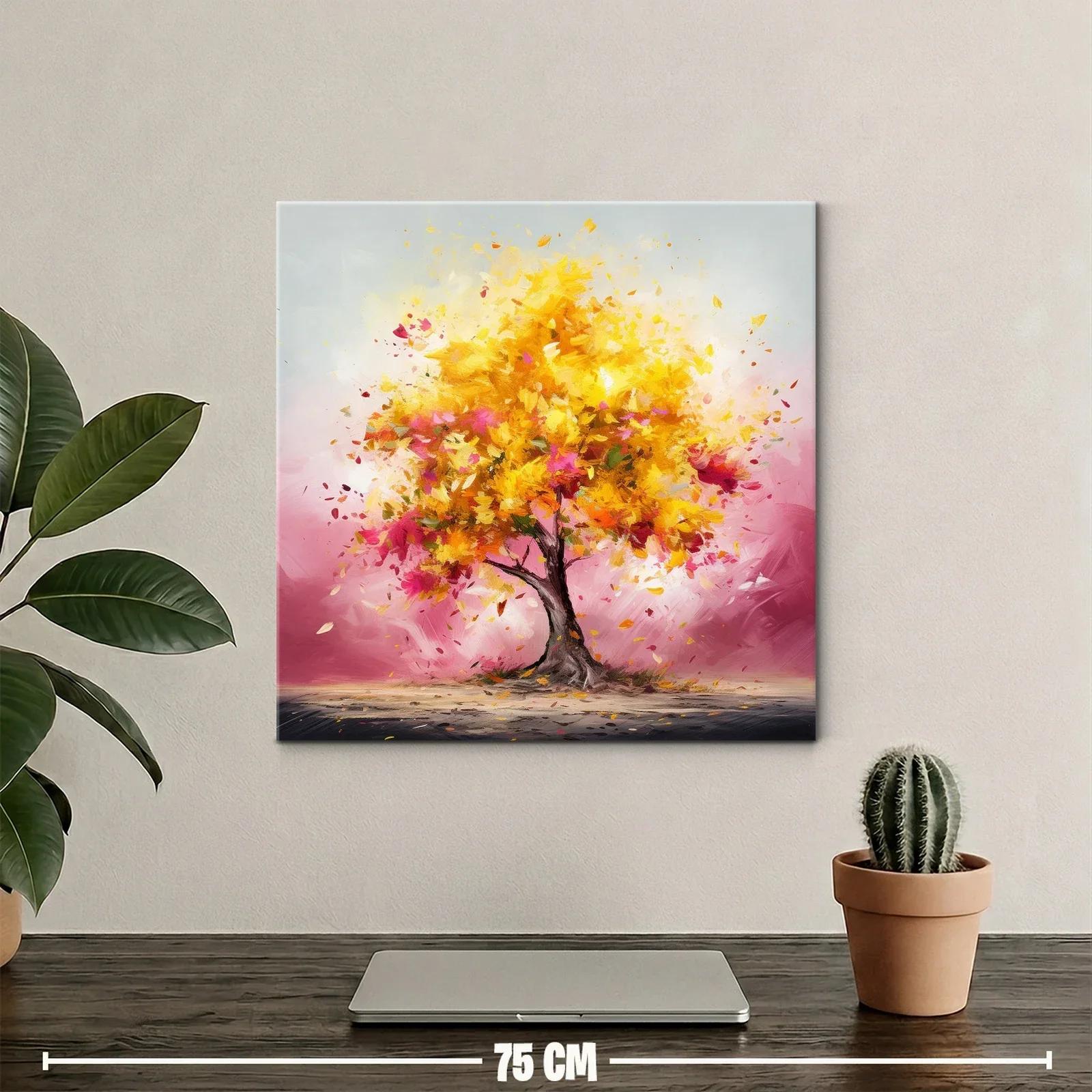 Árbol vibrante con hojas doradas y rosas en movimiento — miniatura 2