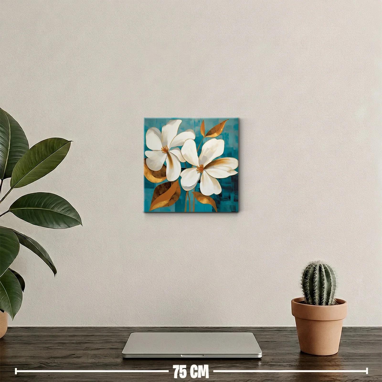 Elegancia floral en tonos dorados y azules vibrantes — miniatura 2