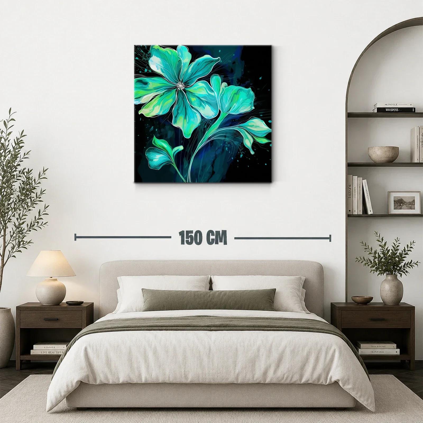 Flor azul vibrante con detalles en verdes y negros — miniatura 3