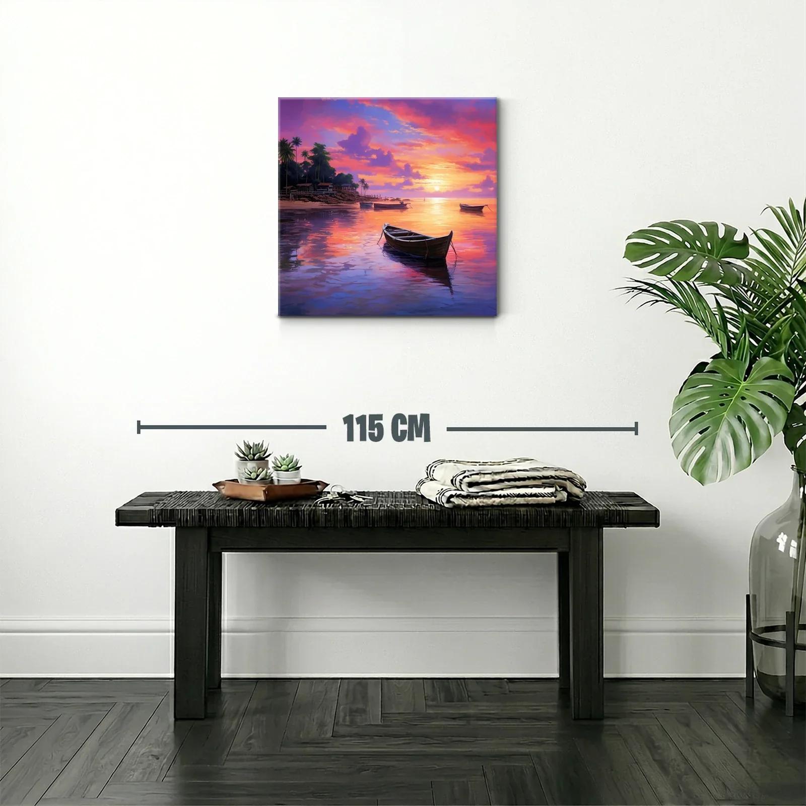 Atardecer sereno con barcos en aguas tranquilas — miniatura 2