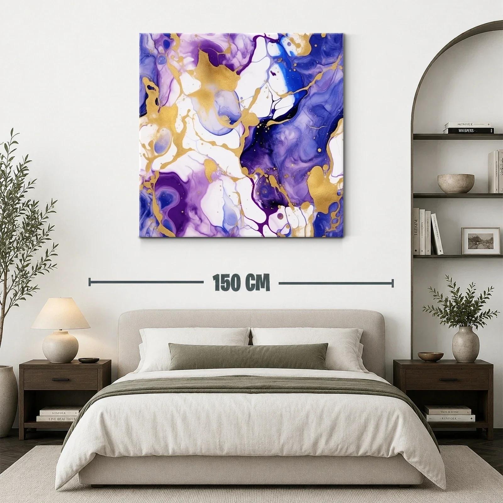 Composición abstracta en tonos violetas y dorados vibrantes — miniatura 3