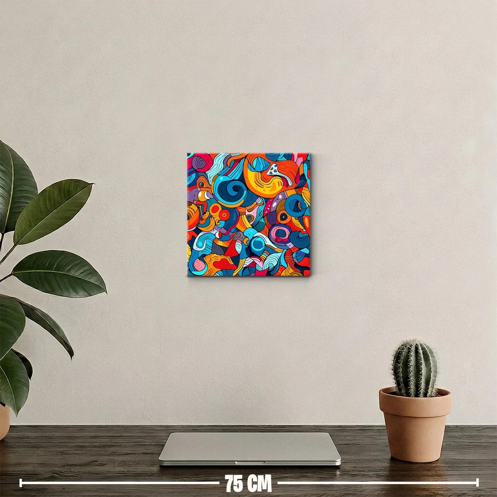 Cuadro abstracto con formas curvas y colores vibrantes — miniatura 2