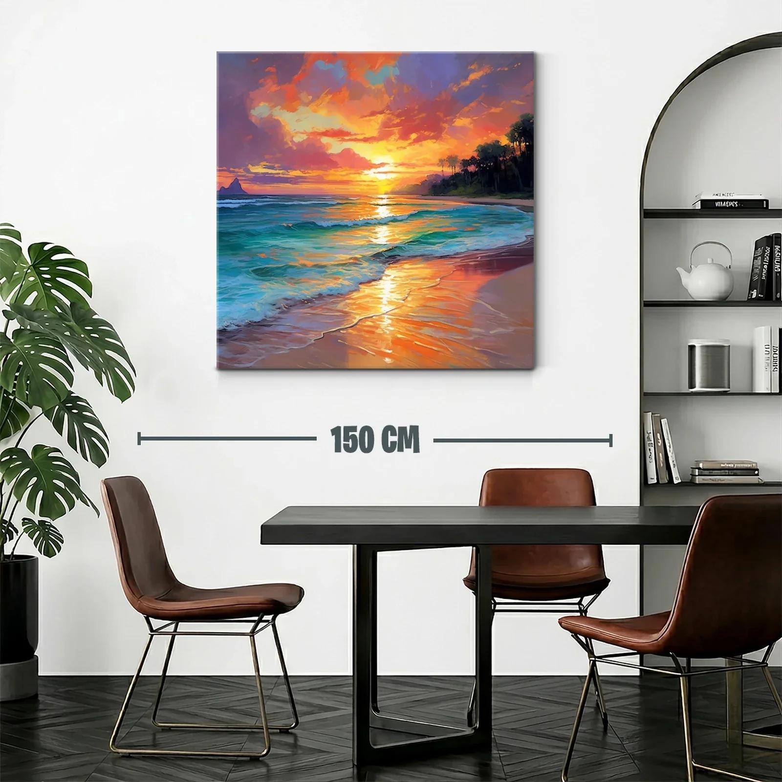 Atardecer vibrante en playa tropical con reflejos dorados — miniatura 2