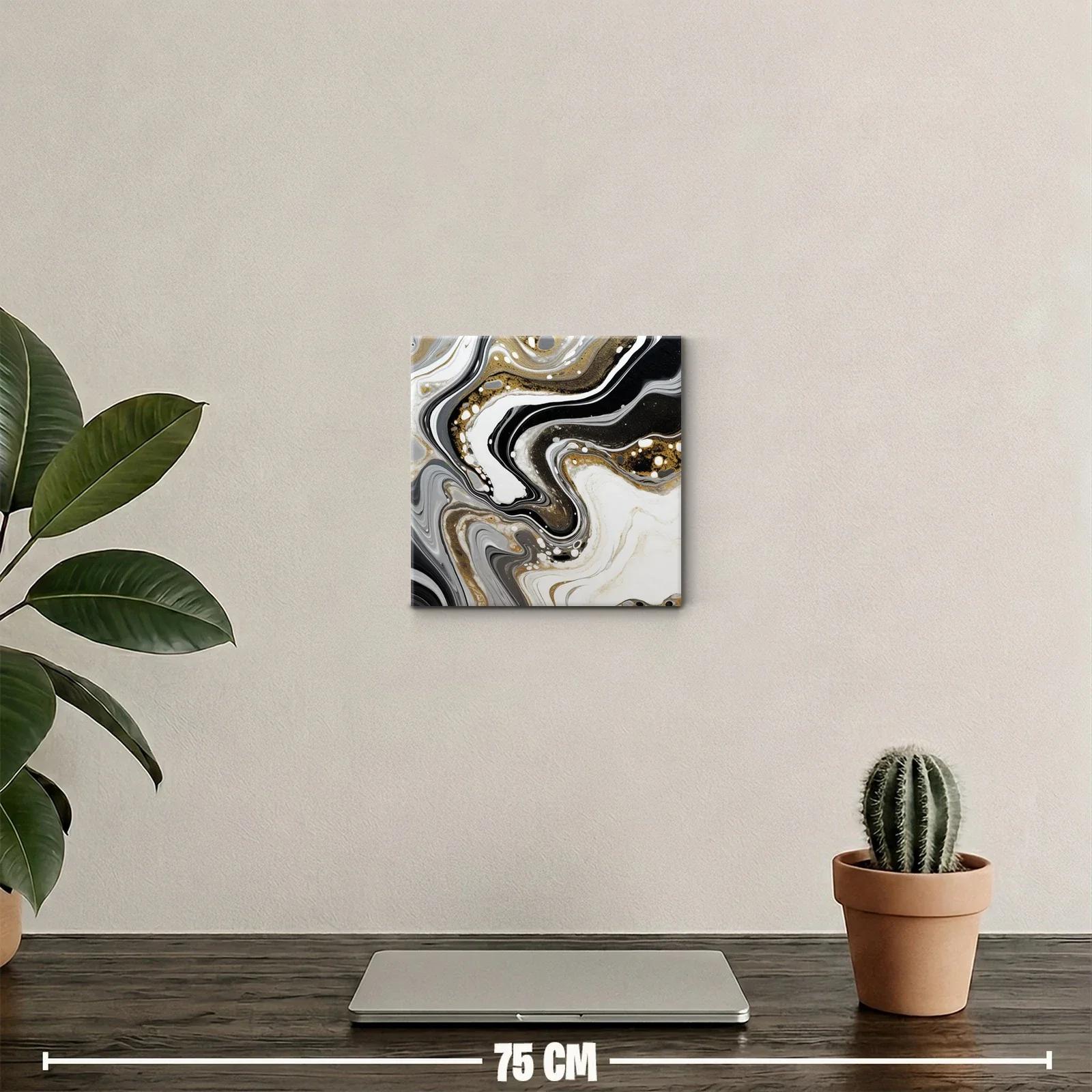 Abstracción en tonos negro blanco y dorado elegante y moderna — miniatura 2