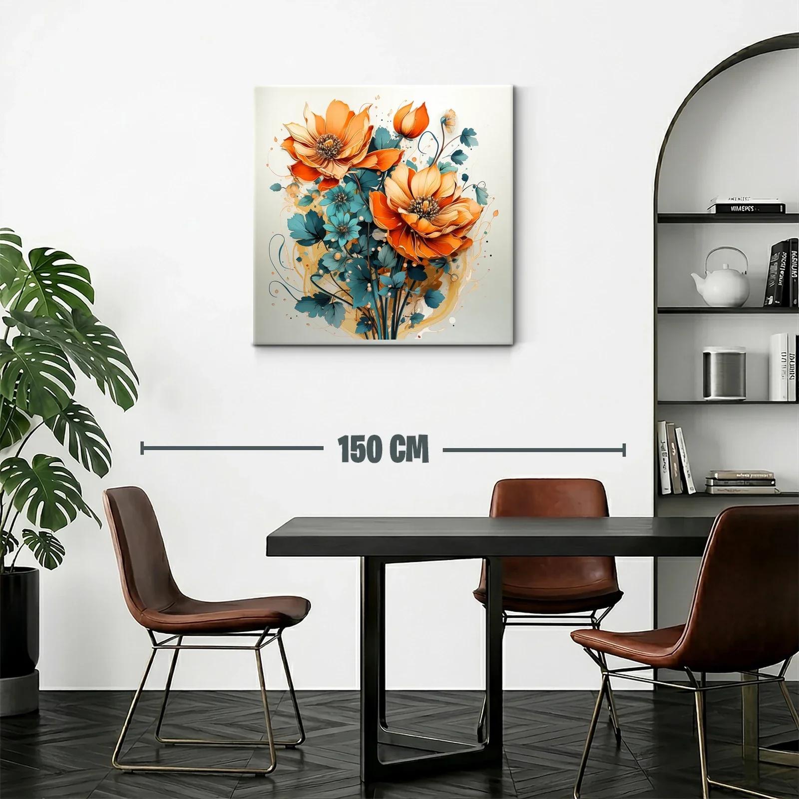 Exuberante ramo floral con vibrantes tonos naranja y azul — miniatura 2