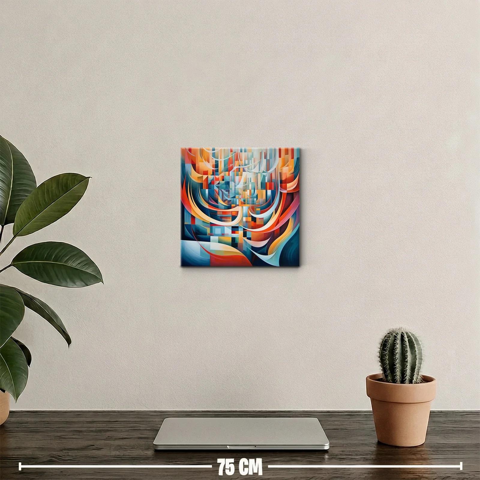 Cuadro abstracto con formas dinámicas y colores vibrantes — miniatura 2