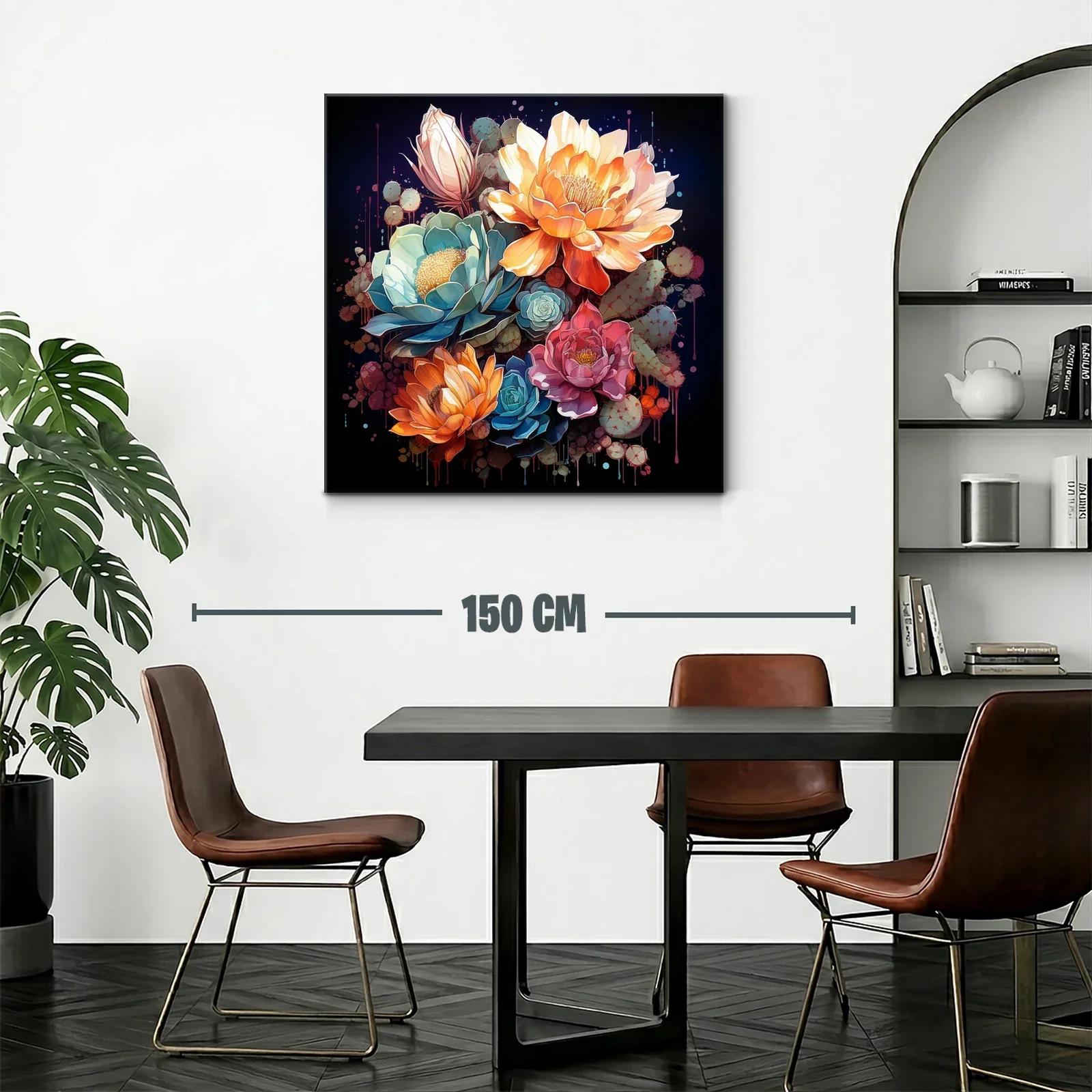 Composición de flores vibrantes con tonos cálidos y fríos — miniatura 2