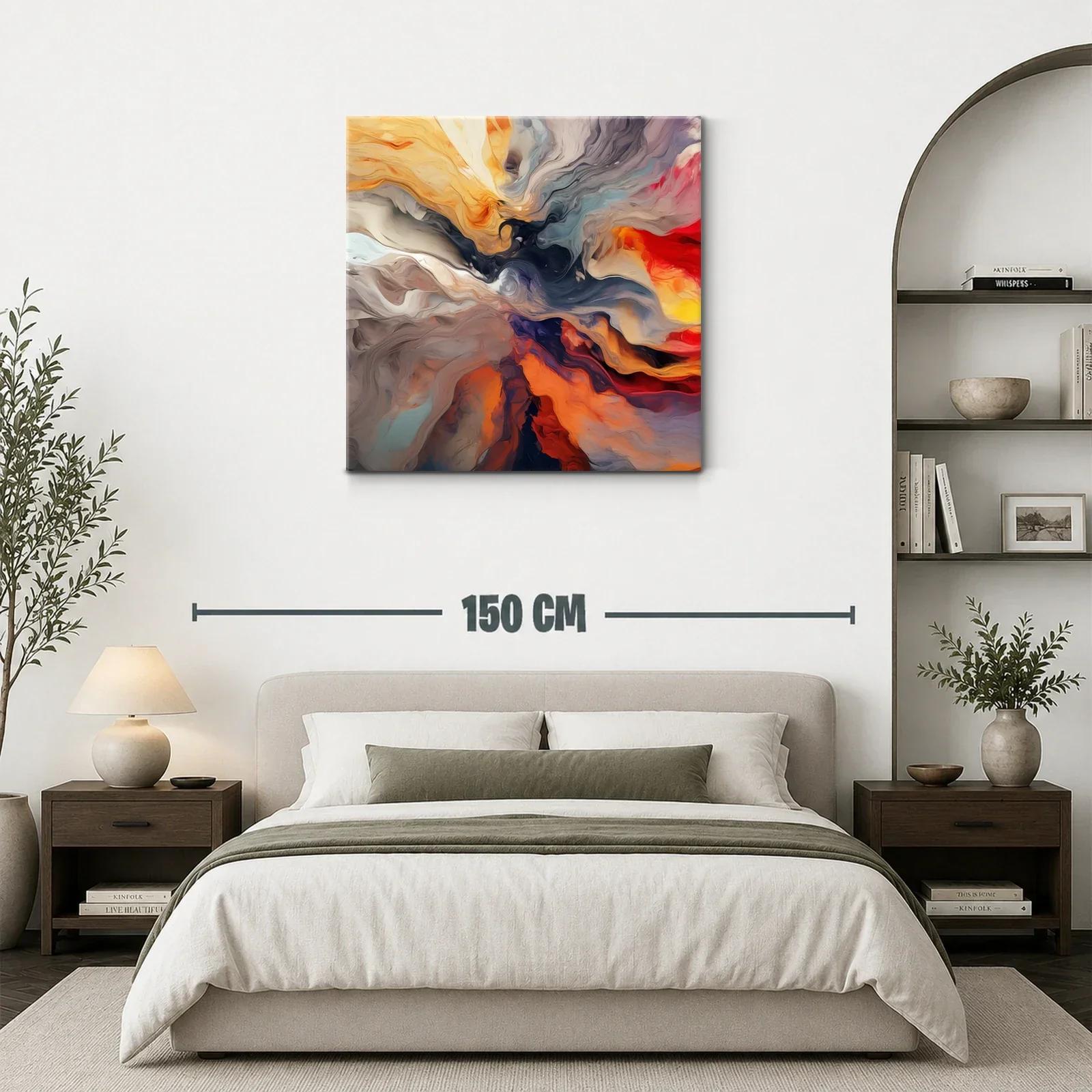 Cuadro abstracto con vibrantes tonos cálidos y fríos — miniatura 3