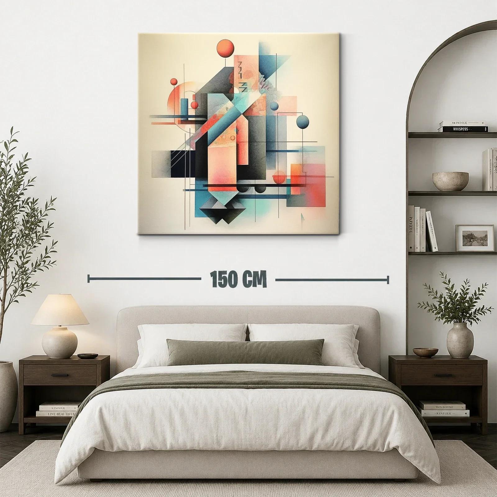 Composición geométrica abstracta en tonos cálidos y fríos — miniatura 3