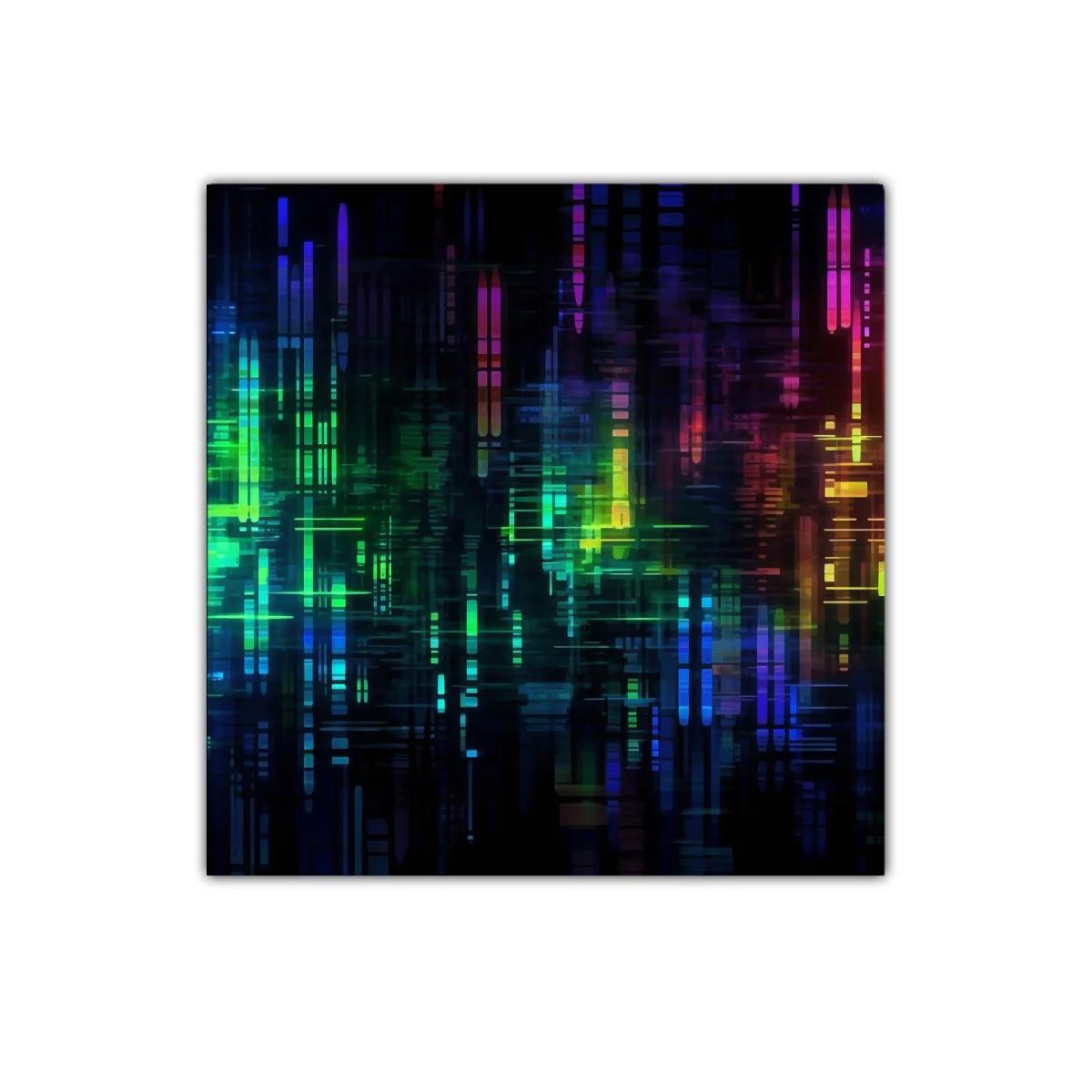 Composición abstracta vibrante en colores neón y negro — miniatura 1