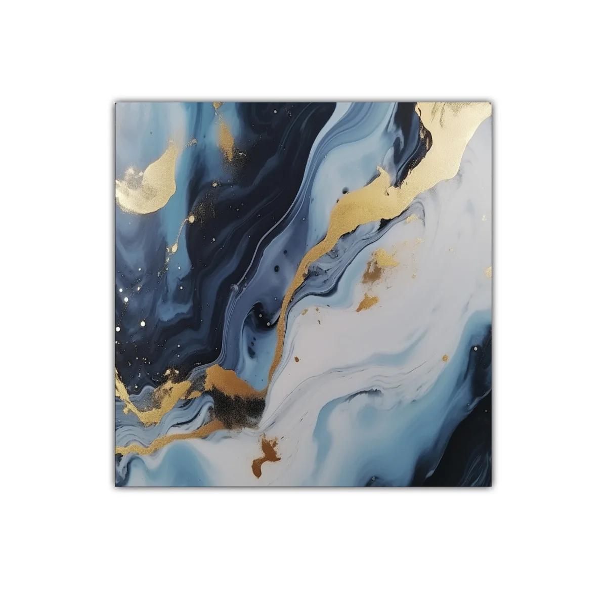 Cuadro decorativo abstracto en tonos azules y dorados — miniatura 1