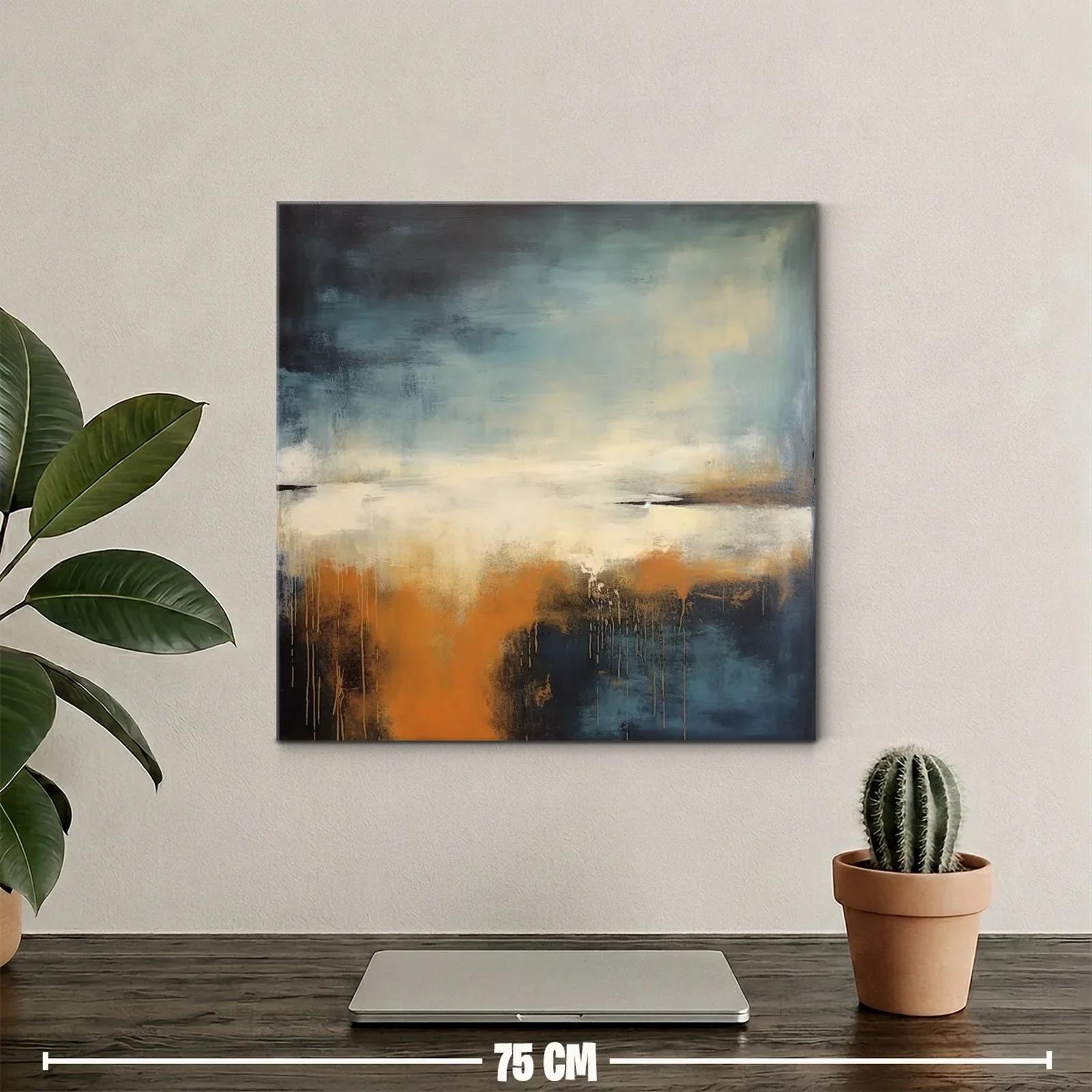 Cuadro abstracto con tonos cálidos y fríos en armonía — miniatura 2