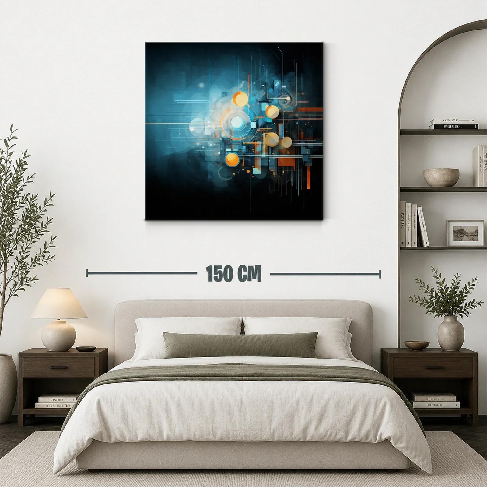 Composición abstracta futurista con tonos azules y naranjas — miniatura 3
