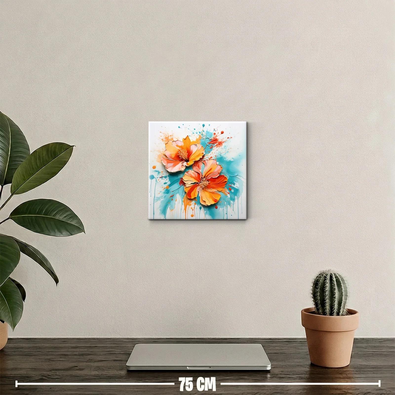 Vibrantes flores en explosión de tonos cálidos y turquesa — miniatura 2