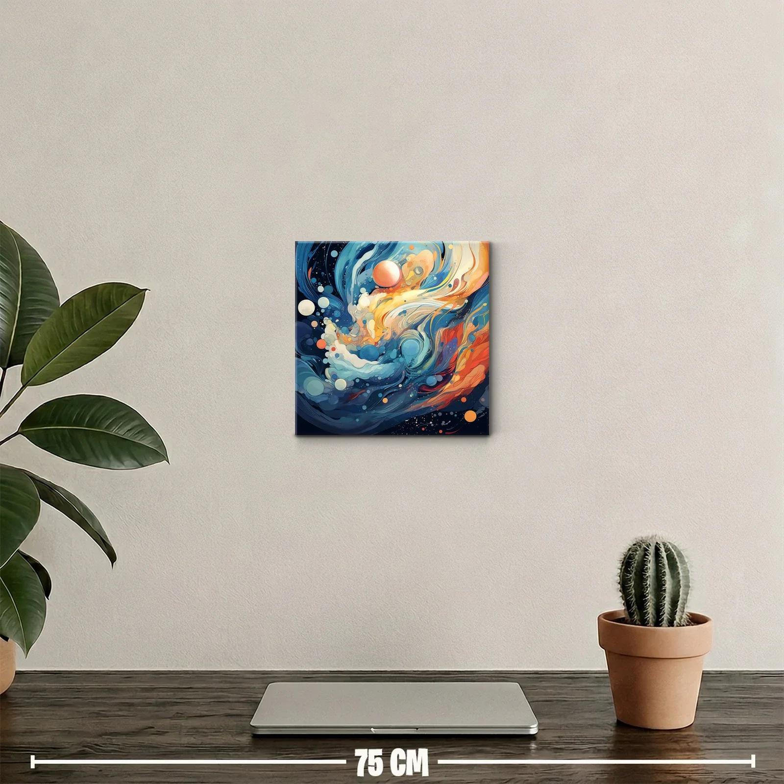 Cuadro abstracto con formas orgánicas y tonos vibrantes — miniatura 2