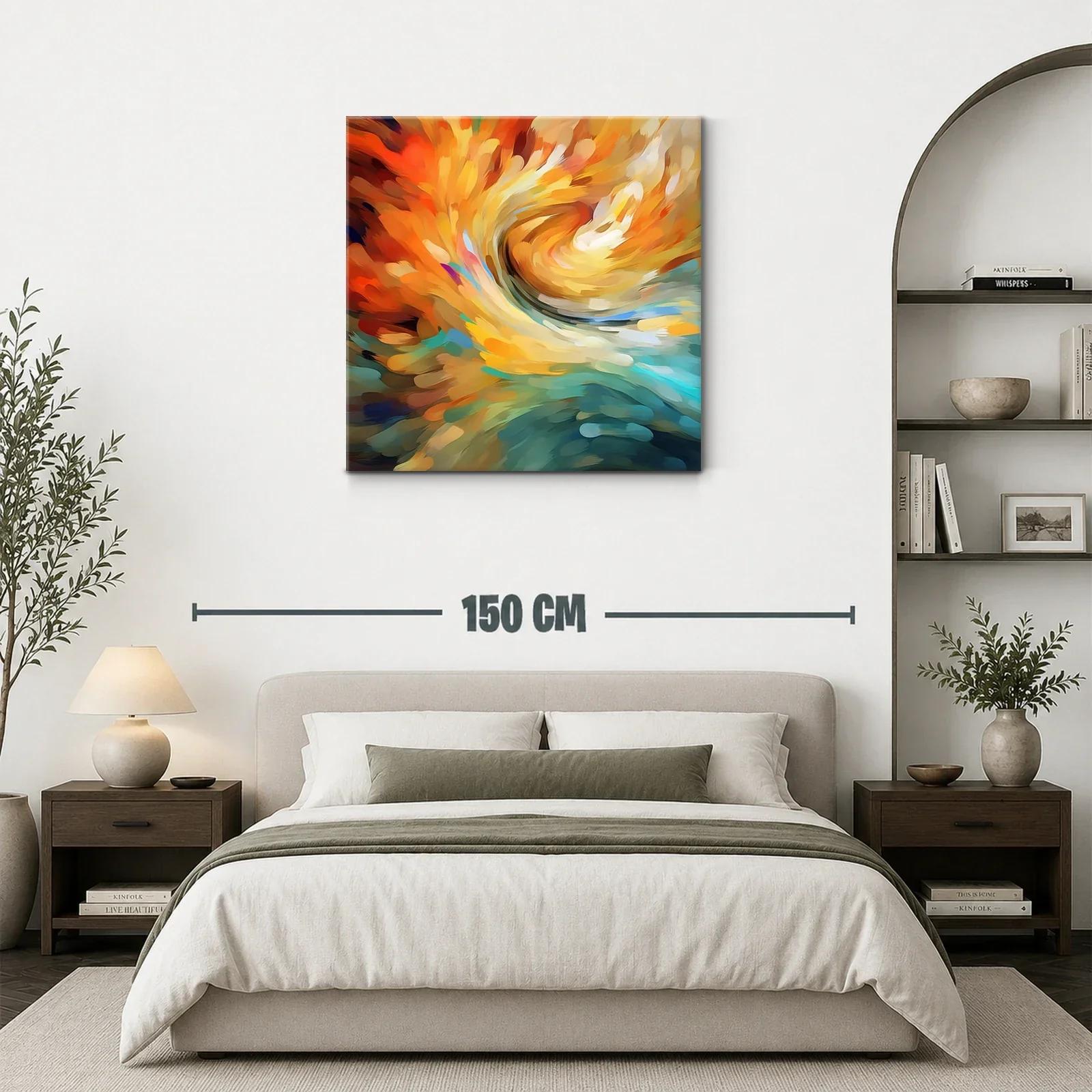 Cuadro abstracto con vibrantes tonos cálidos y fríos — miniatura 3