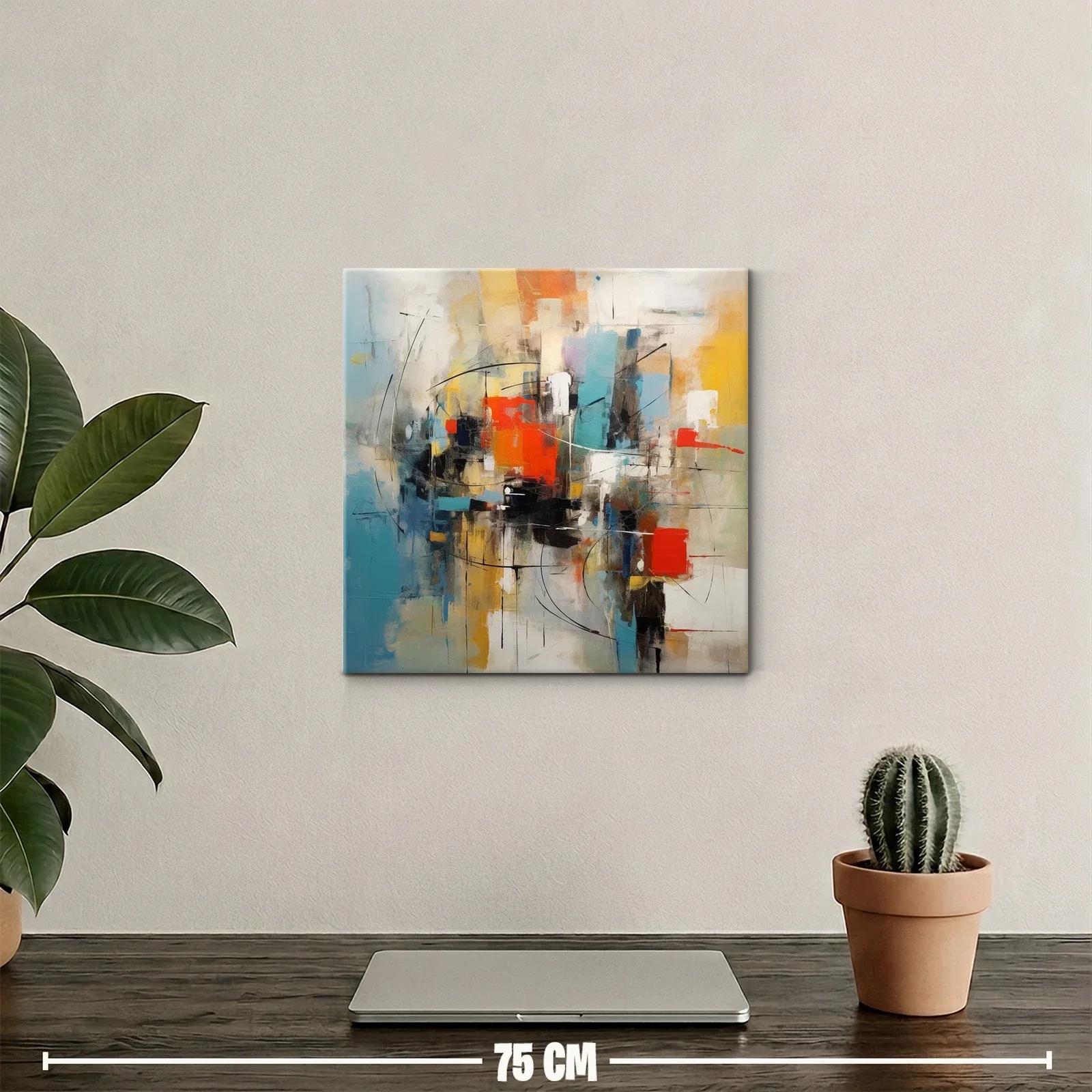 Cuadro abstracto con vibrantes formas y líneas dinámicas — miniatura 2
