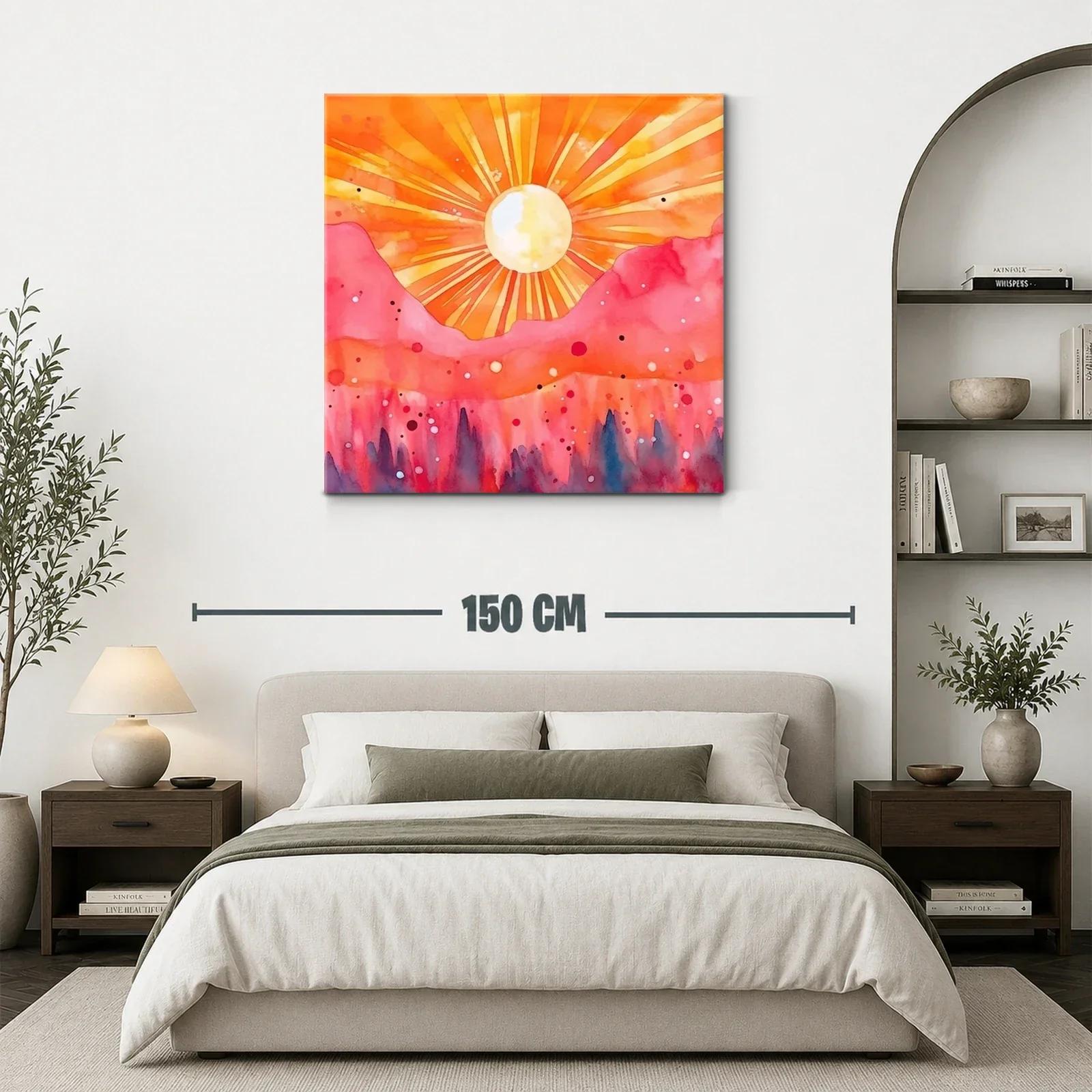 Atardecer vibrante con montañas rosa y sol radiante — miniatura 3
