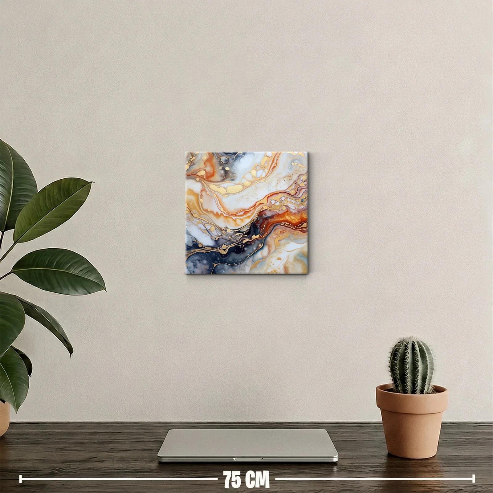 Cuadro decorativo con efecto mármol y toques dorados brillantes — miniatura 2