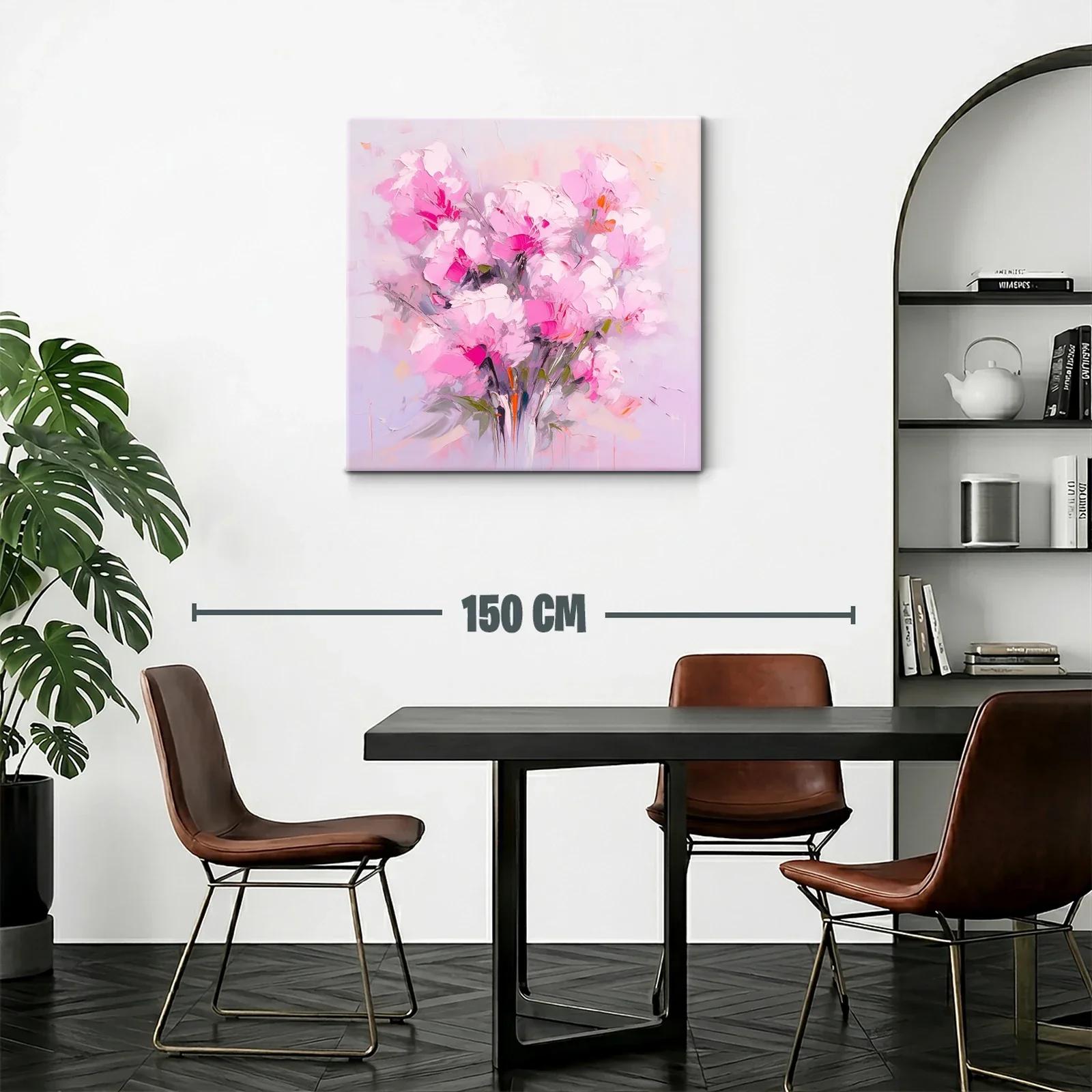Cuadro floral vibrante en tonos rosas y lilas suaves — miniatura 2