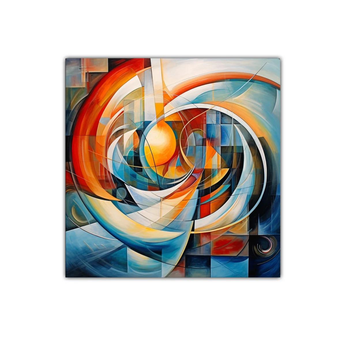 Composición abstracta con círculos y tonos cálidos y fríos — miniatura 1